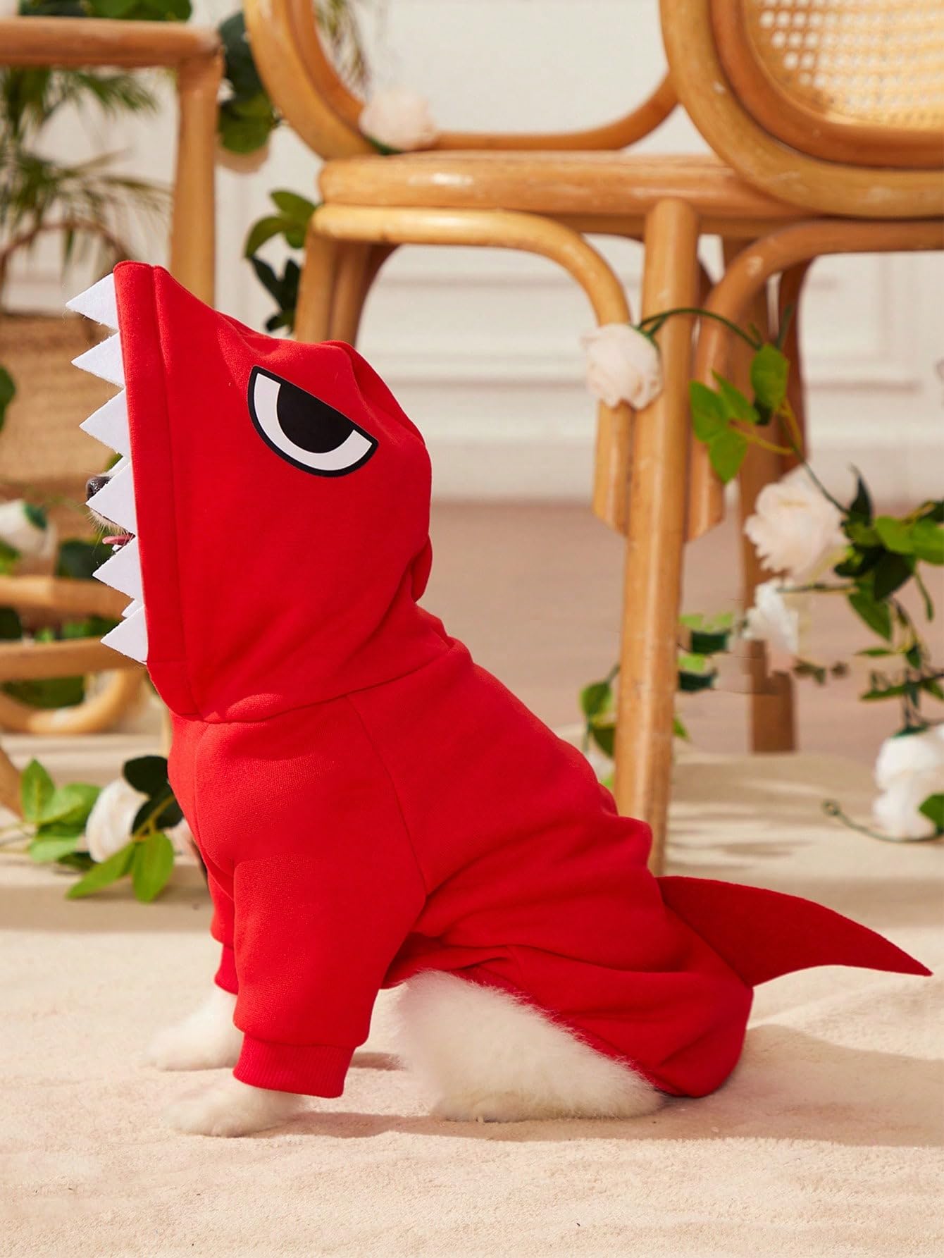 Qwinee Shark Dog Hoodie Dog Warm Jacket Coat Puppy Sweatshirt Christmas Halloween Dog Costume Winter Dog Clothes Pet Apparel For Small Medium Dogs Cats Kitten Red Xl