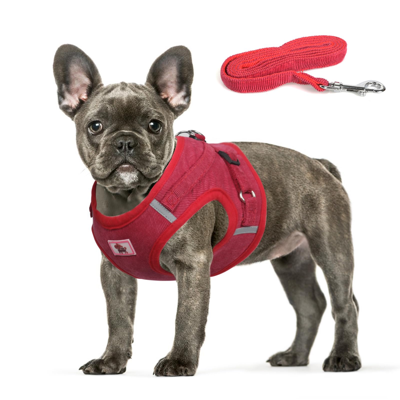 Feimax Dog Harness And Leash Set, No Pull Reflective Adjustable Pet Harnesses For Puppy Kitten Soft Corduroy Chest Harness For Small Medium Dogs And Cats Easy Control Vest For Outdoor Walking