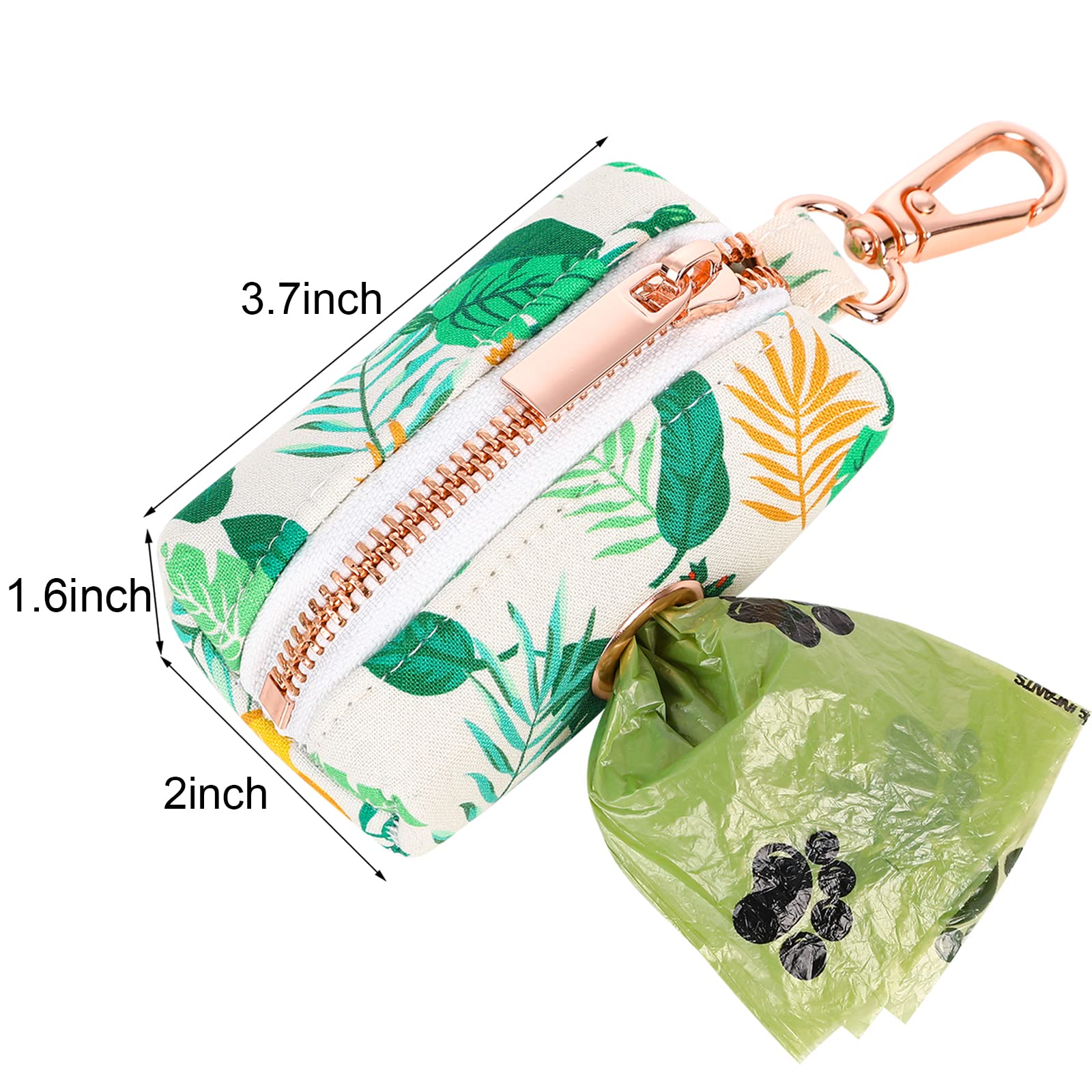Aring Pet Dog Waste Bag Dispenser, Cotton Doggy Poop Bags Holders Attach To Any Leashes, Portable Washable Leaf Pattern Pet Wast
