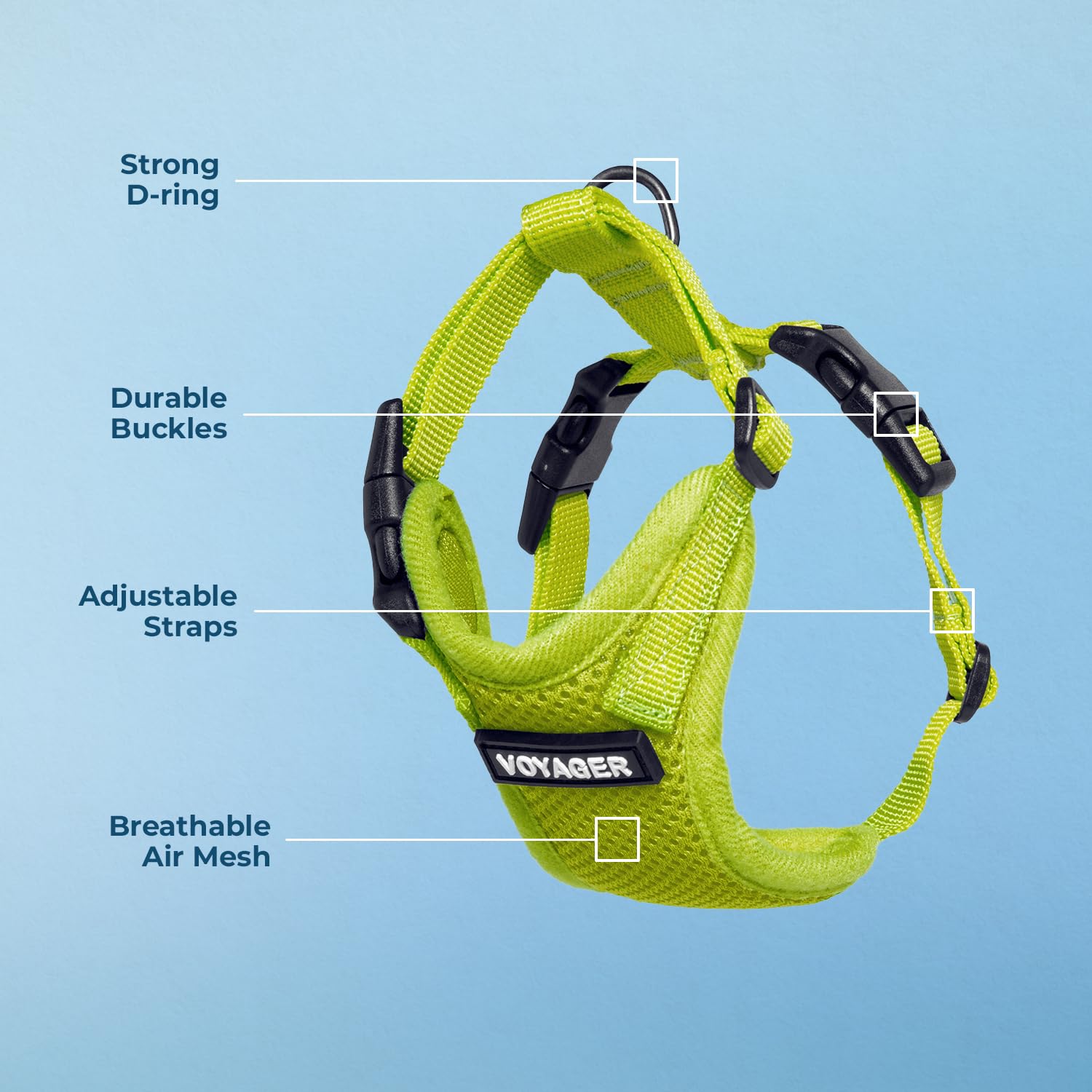 Voyager Step-in Pet Harness - All Weather Mesh, Adjustable Step in Harness for Cats and Dogs by Best Pet Supplies - Lime Green,
