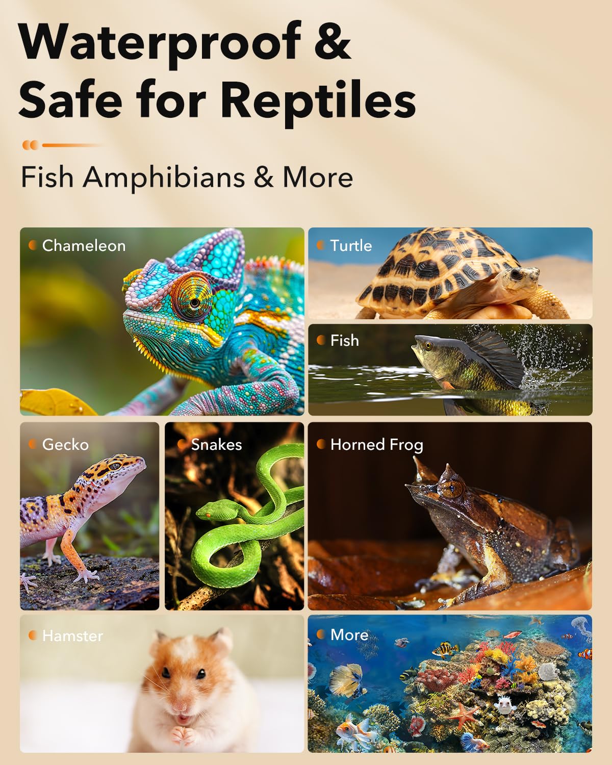 Bn-Link Reptile Heat Pad 8''X12'' 16W For 30-40Gal Under Tank Terrarium Heating Mat Waterproof For Turtle, Lizard, Frogs, Snake,