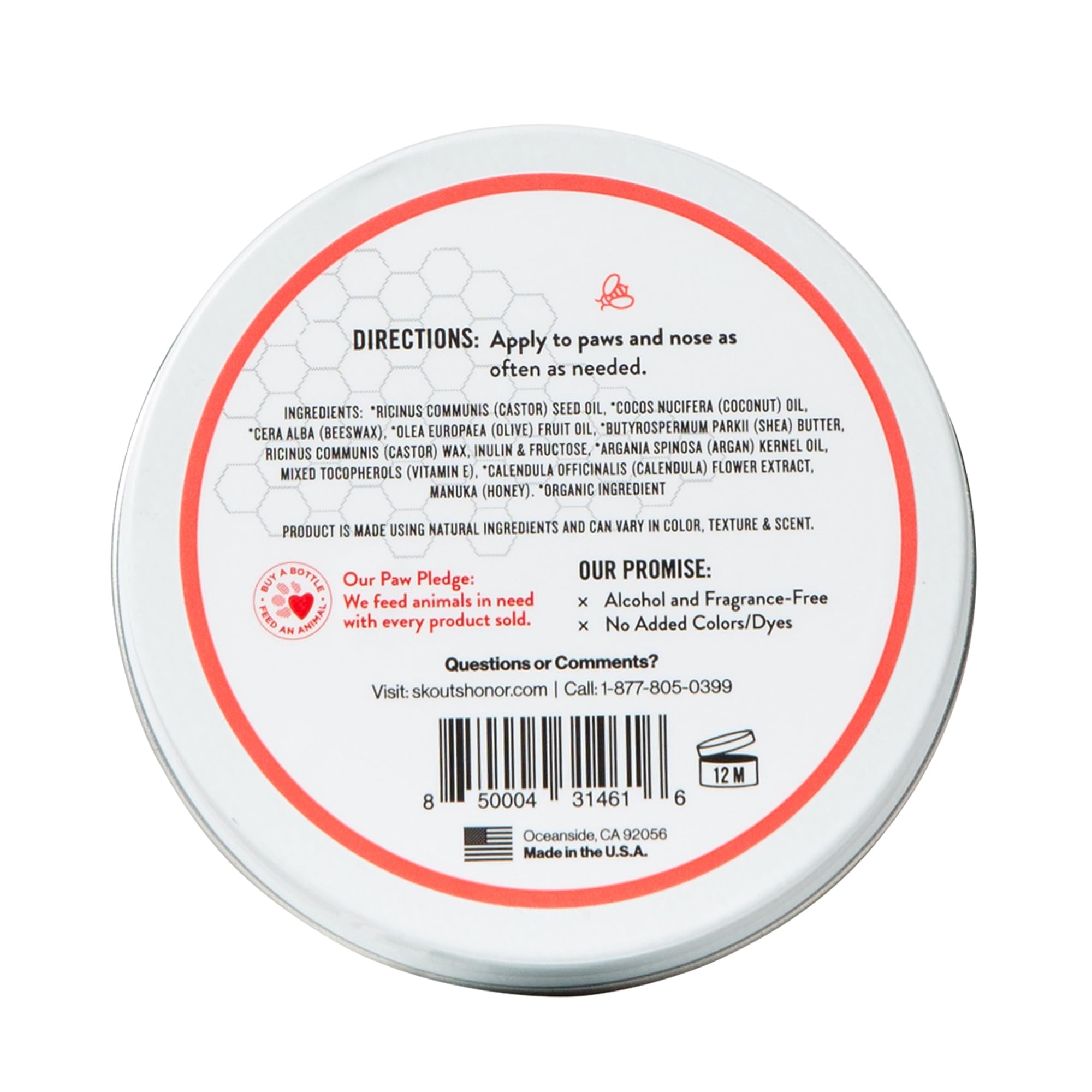 SKOUTS HONOR Prebiotic Pet Balm - 100% Natural and Made with Manuka Honey, Soothes Dry, Itchy Paws and Noses - Safe for Cats an