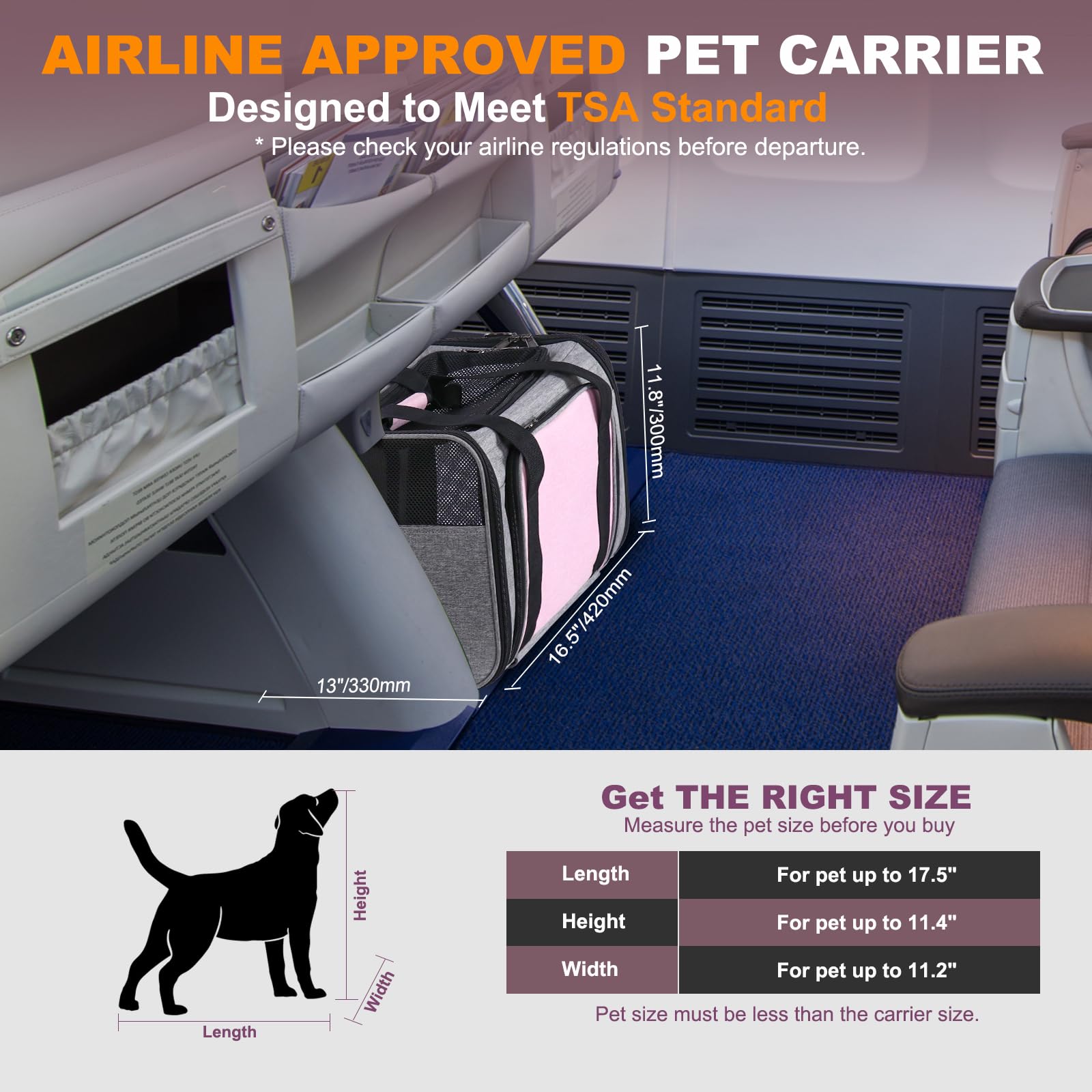 Pet Carrier Airline Approved On Wheels - Two Sided Expandable Cat Soft Carrier For Puppy And Cats Under 26Lbs, Rolling Cat Carri