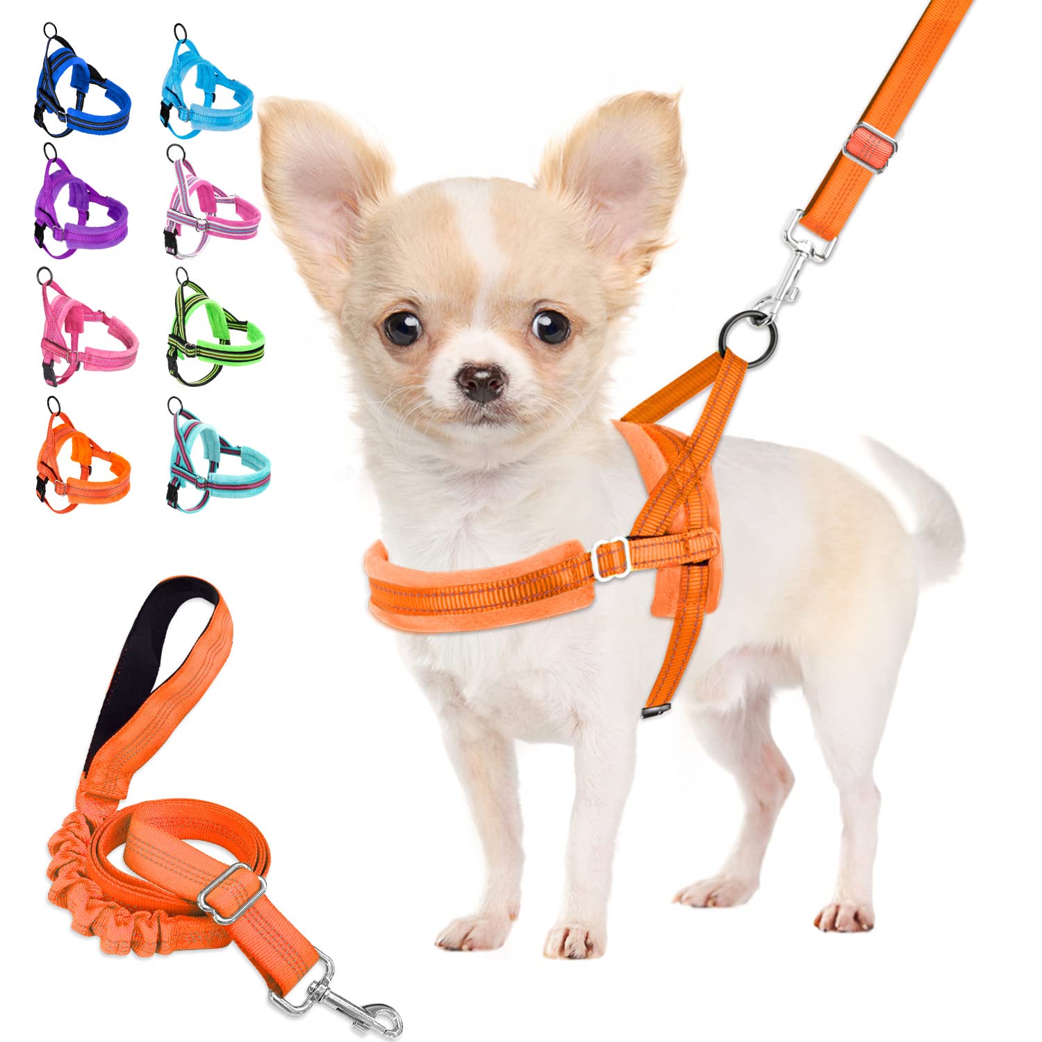 Lukovee Dog Harness And Leash Set, Soft Padded Adjustable Reflective Vest Puppy Harness With 4Ft Lightweight Anti-Twist Dog Leas