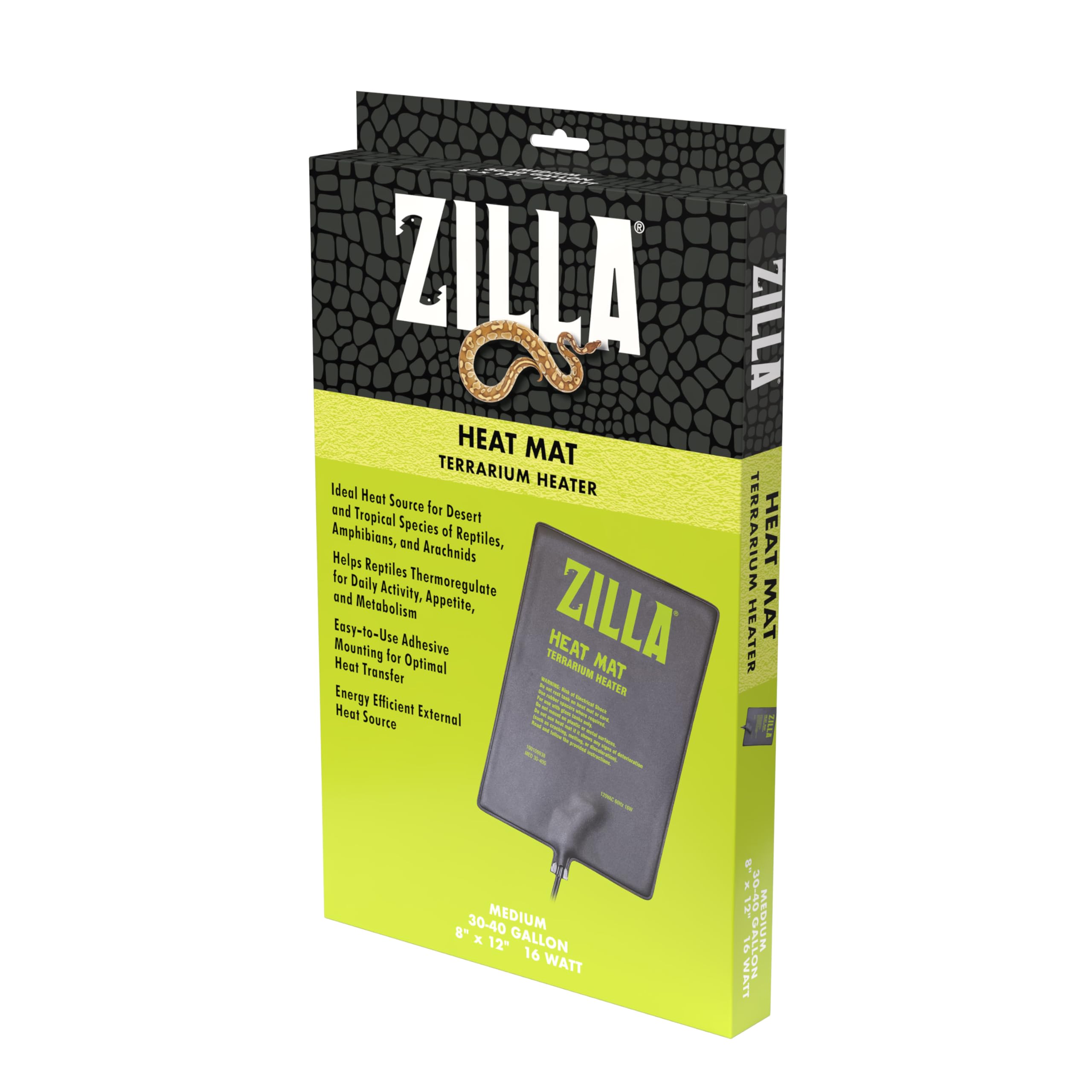 Zilla Terrarium Heat Mats Black Medium, 30-40 Gallon, 16 Watt
