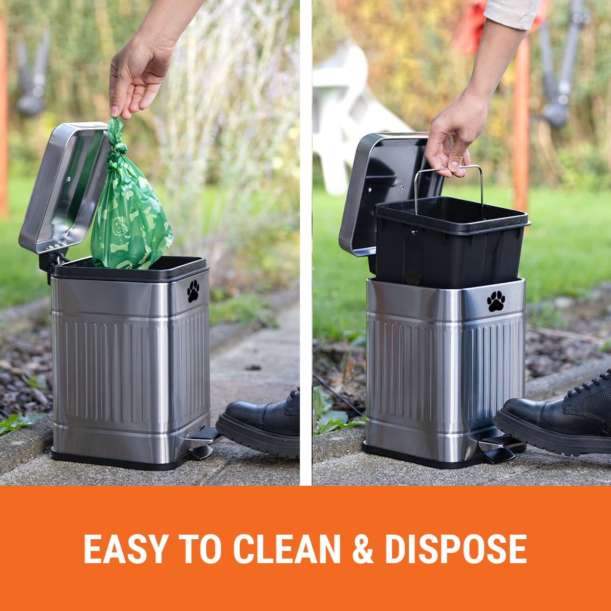 Pupzle Small Dog Poop Trash Can Outside, 1.3 Gal Metal Dog Waste Trash Can, Small Poop Bucket Outdoor With Lid, Pet Waste Contai