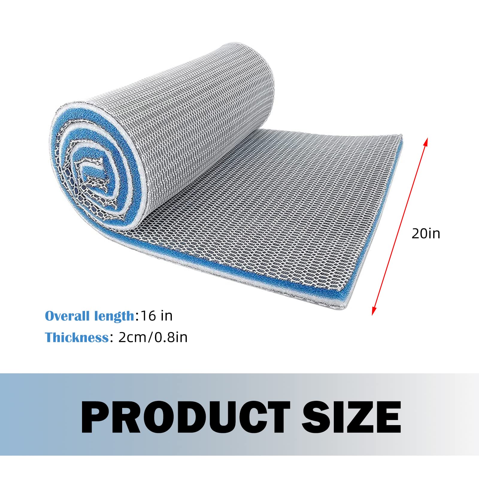 Gift2U Aquarium Filter Media, 20X16In 8-Layer Fish Filter Floss Reusable & Washable 0.8'' Thickness Fish Tank Filter Sponge Pads