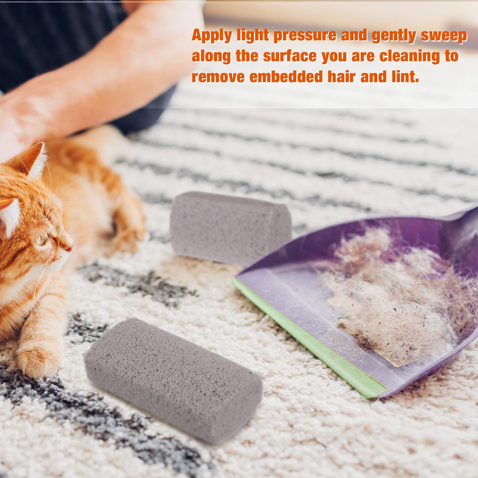 2 Pieces Pet Hair Remover For Cat Hair Removal Pumice Stone Tool Carpet Dog Fur Removal Tool For Car Couch Furniture Bedding Easy To Clean (4 Inches)