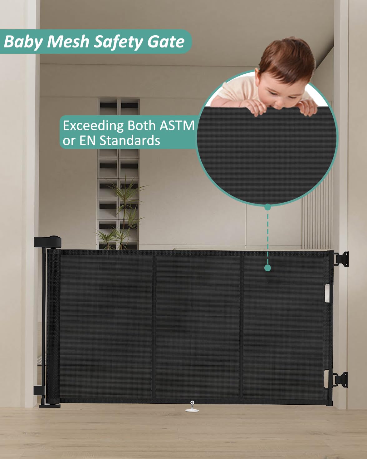 Upgrade 71' Retractable Baby Gates With Reinforced Strip Design To Prevent Crawling Through, 42' Tall Retractable Gate For Baby And Pet, 6 Ft Baby Gates For Stairs, Doorways, Hallways