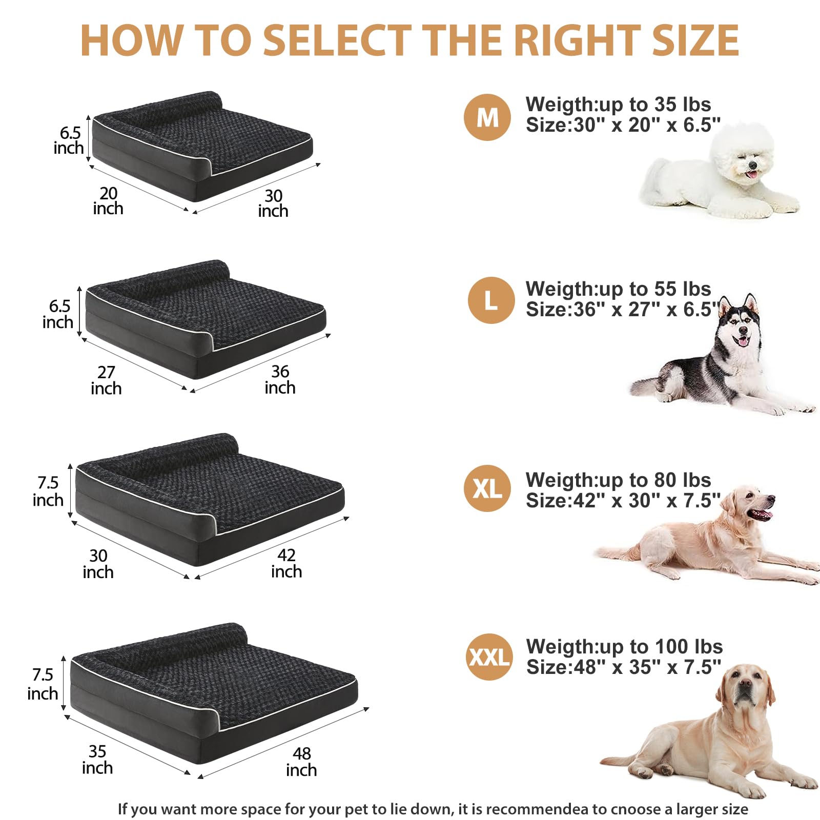 Bfpethome Orthopedic Dog Beds For Large Dogs-Waterproof Sofa Pet Bed With Removable Washable Cover,Big Dog Bed With Waterproof L
