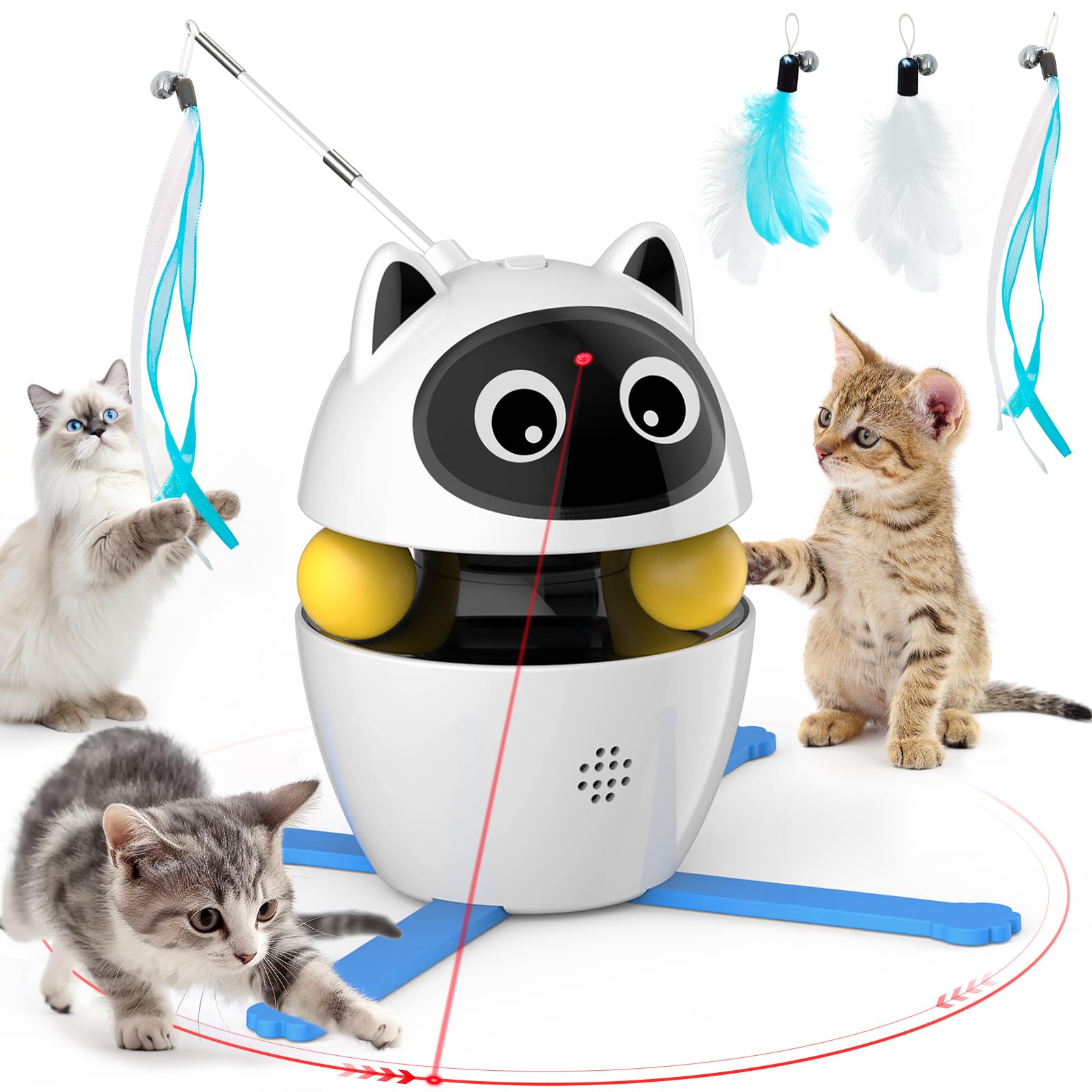 Ckikogo 3-In-1 Cat Laser Toys, Interactive Cat Toys For Indoor Cats, Rechargeable Electronic Automatic Kitten Toys, 3 Modes Rand