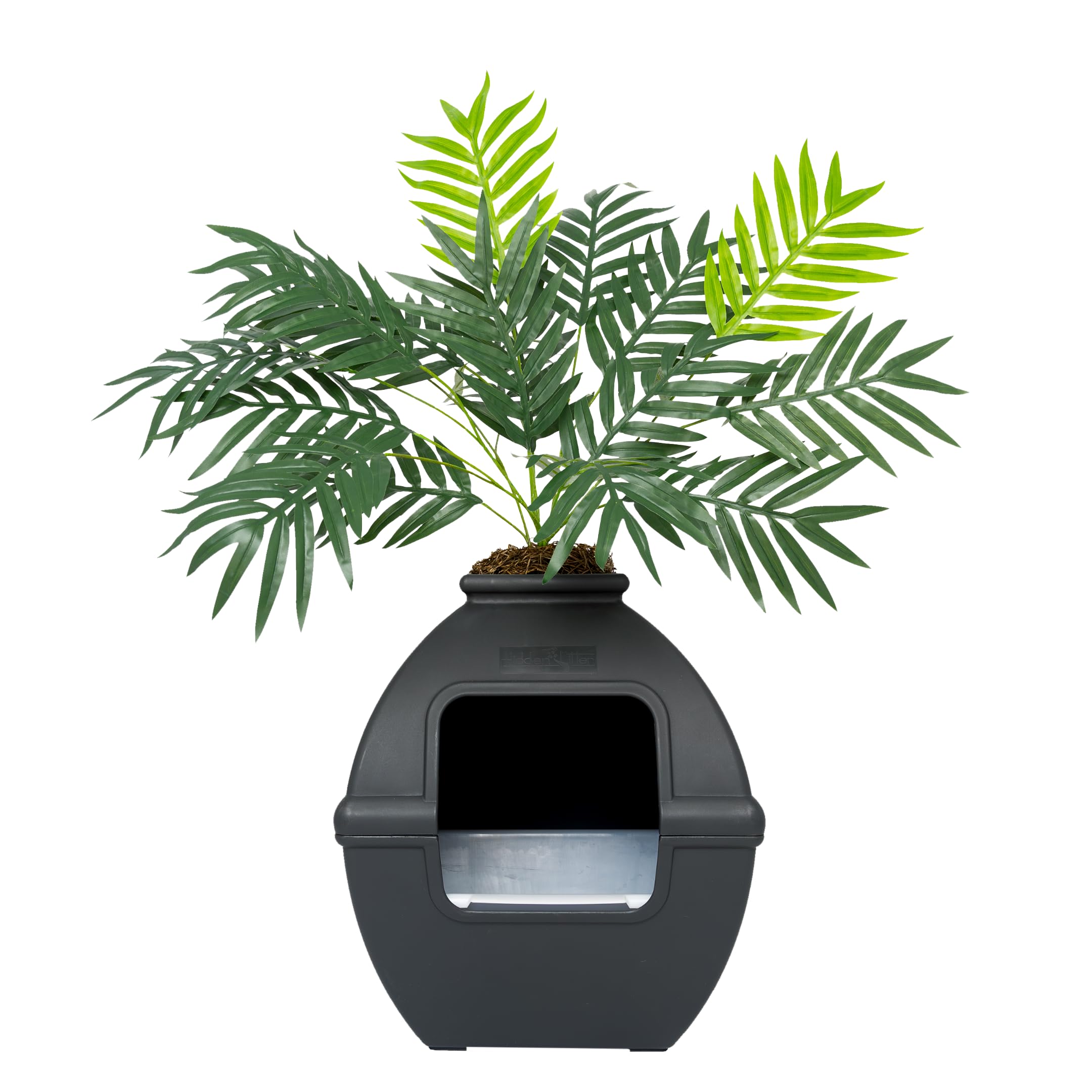 Good Pet Stuff Hidden Cat Litter Box Enclosure with Artificial Plant, Decorative Square Planter, Removable Tray, Charcoal Filter