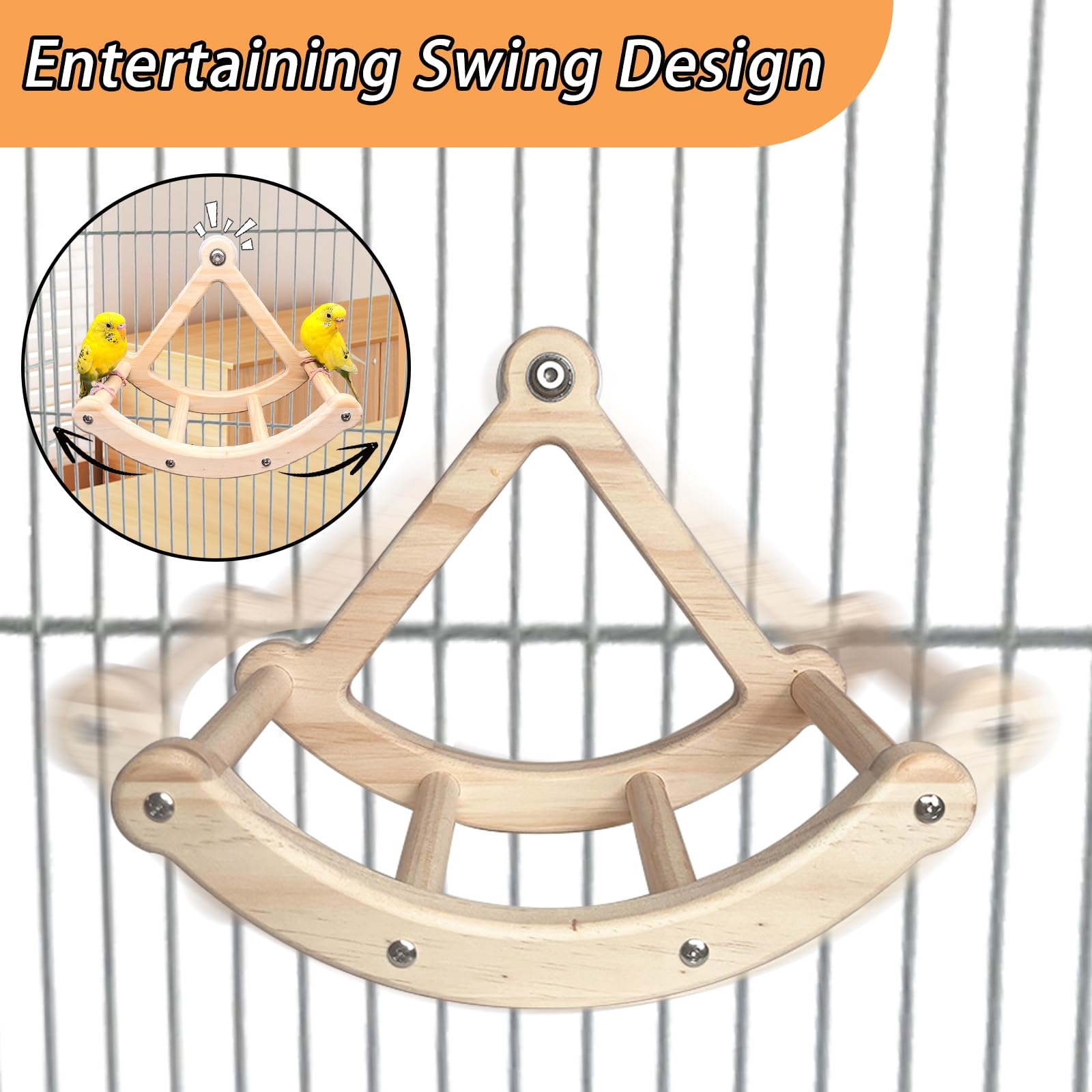 Bird Perch Toy,Wooden Rocking Perch Exercise Wheel, Interactive Bird Intelligence Puzzle for Animals Parrot,Green Cheeks, Baby L