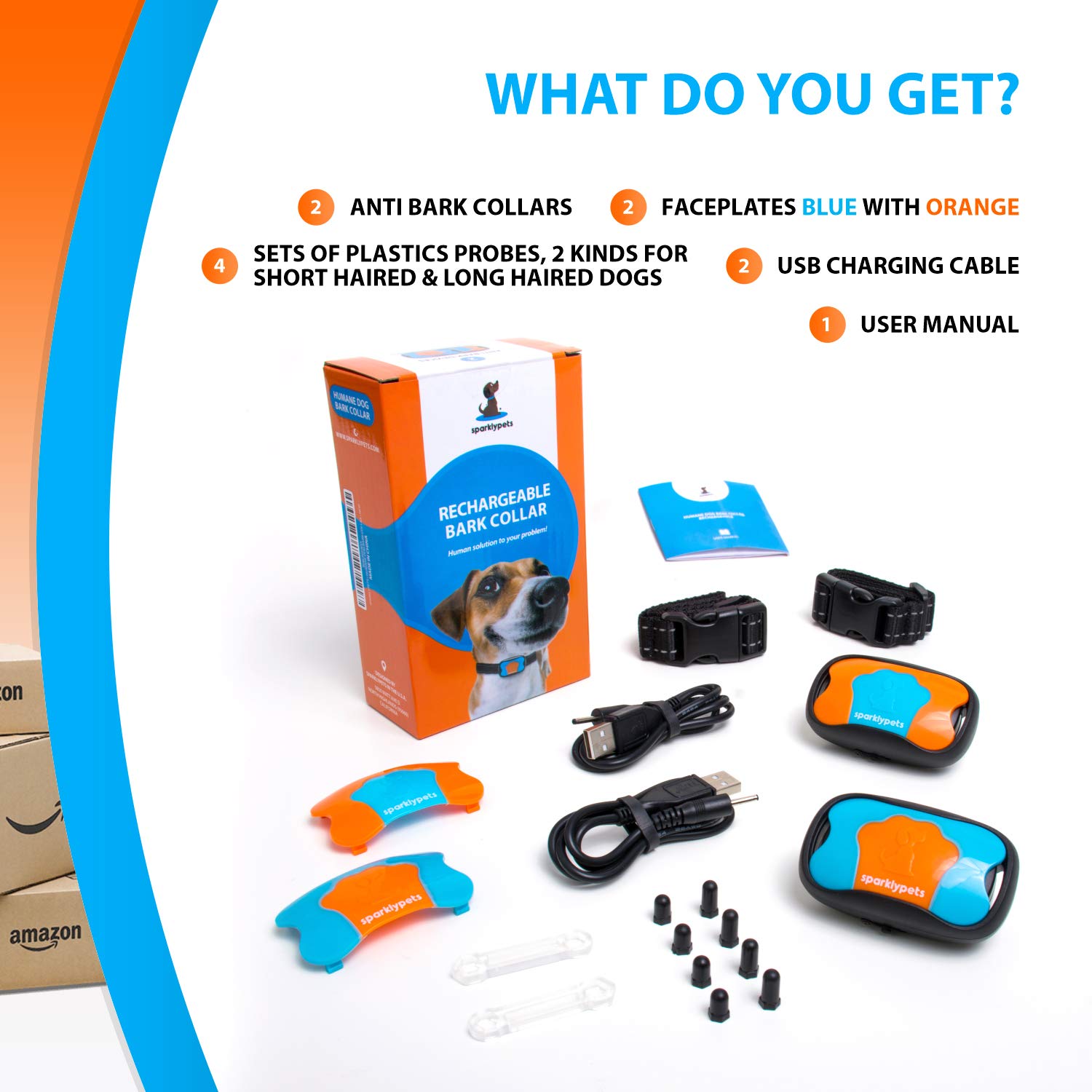 Humane Dog Bark Collar 2 Pack | Anti Barking Training Collar | Vibrating, No Shock Stop Barking For Small Medium Large Dogs | Ex