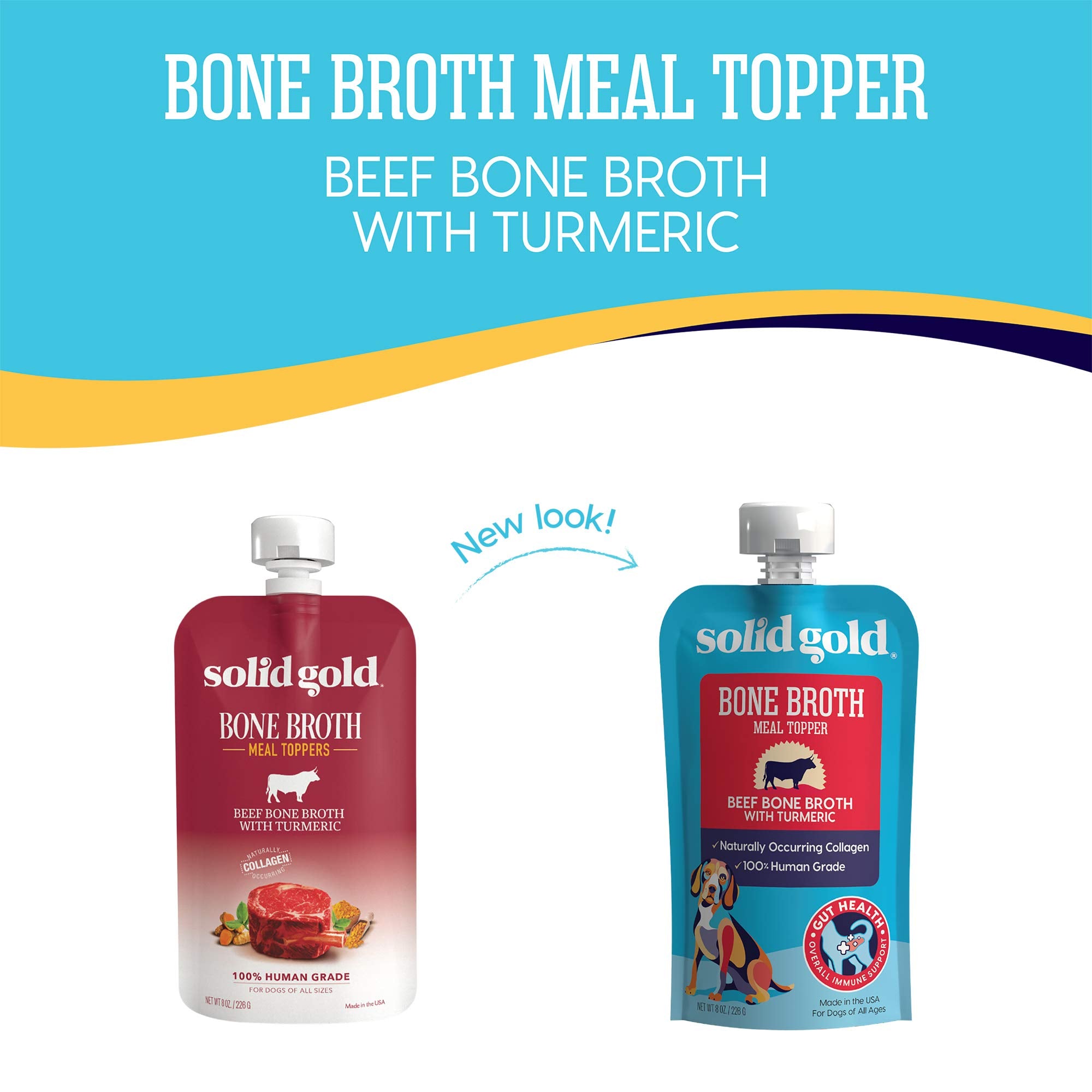Solid Gold Beef Bone Broth for Dogs - Grain Free Dog Food Topper Rich in Collagen and Superfoods - Nutrient Dense Dog Gravy Topp