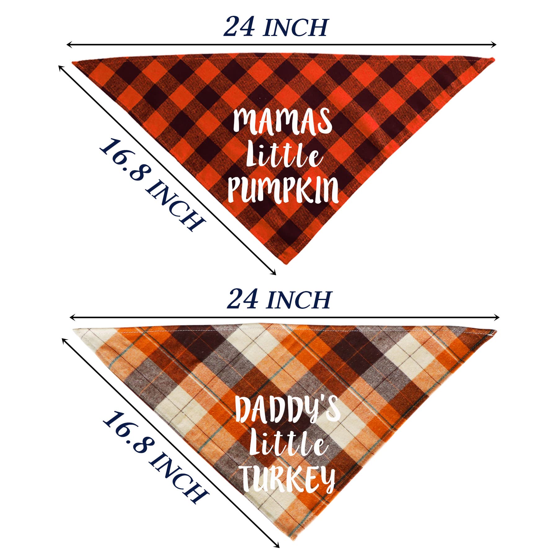 Stmk Holiday Plaid Dog Bandanas, 2 Pack Halloween Thanksgiving Day Daddy’S Little Turkey Mamas Little Pumpkin Dog Bandana Scarf For Halloween Thanksgiving Day Dog Puppy Costume (Holiday Style)