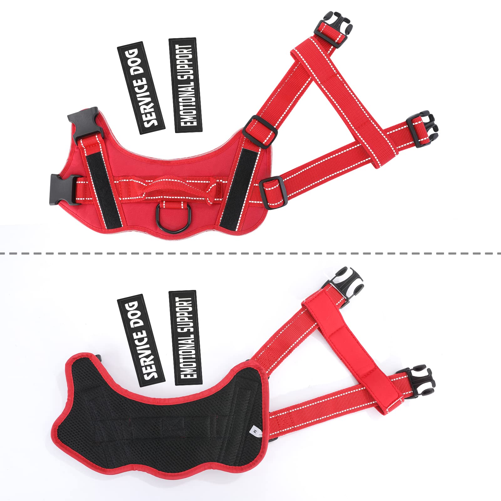 Voopet Service Dog Harness, Emotional Support Pet Vest Harness, Reflective Breathable And Adjustable No-Pull Esa Dog Harness For