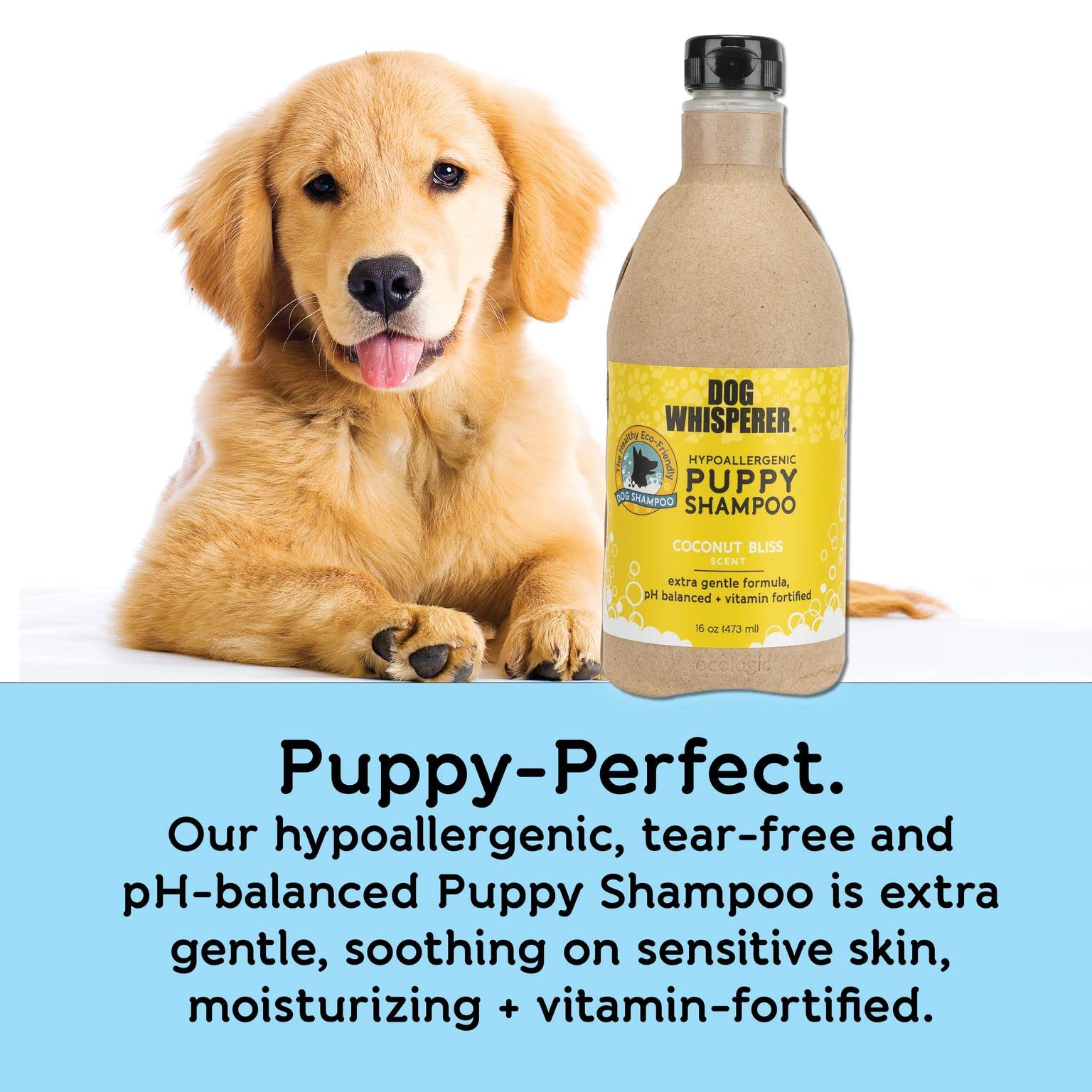 Dog Whisperer Hypoallergenic Puppy Shampoo By Yaya Organics | Gently Cleanses And Moisturizes With Organic Aloe Vera | Healthy +