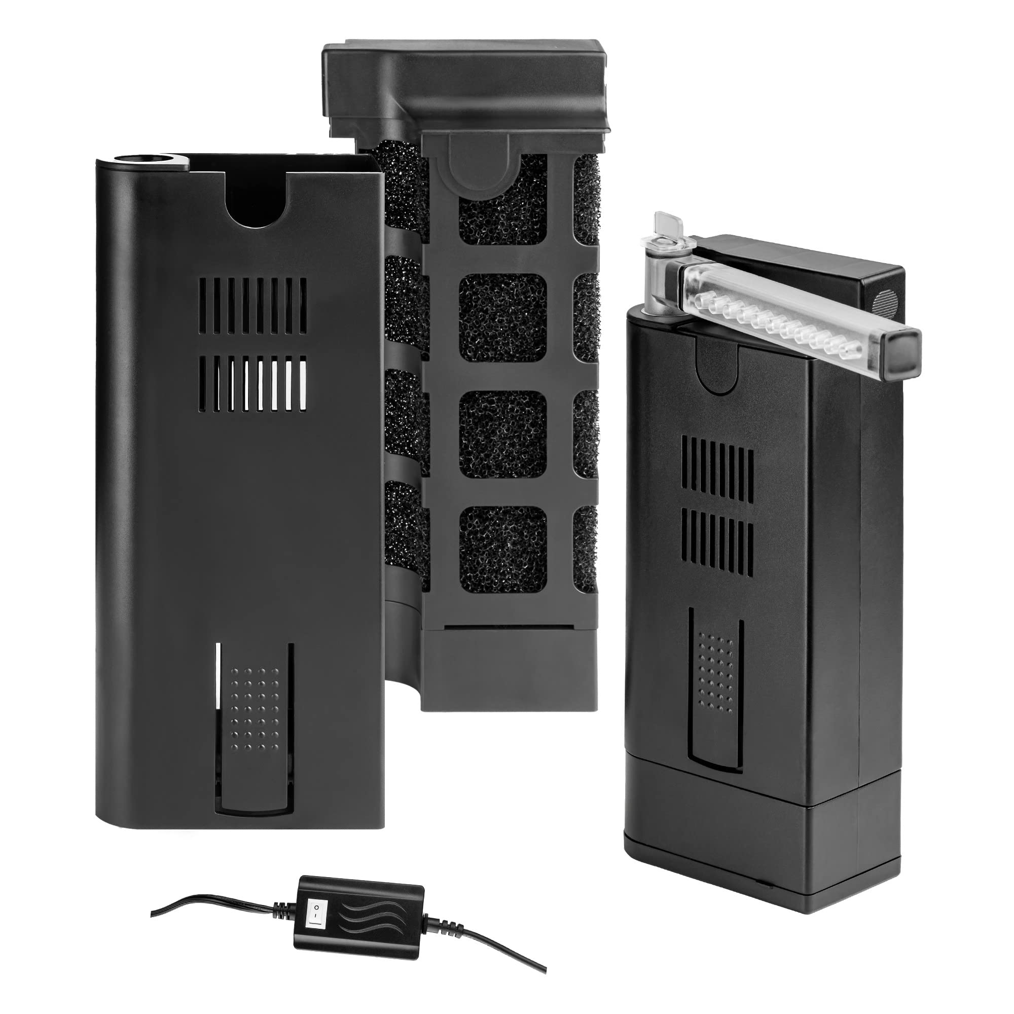Aquatop 200 GPH Slim Internal Filter with 7W UV Light for Fresh & Saltwater, Black, Model IF7-UV