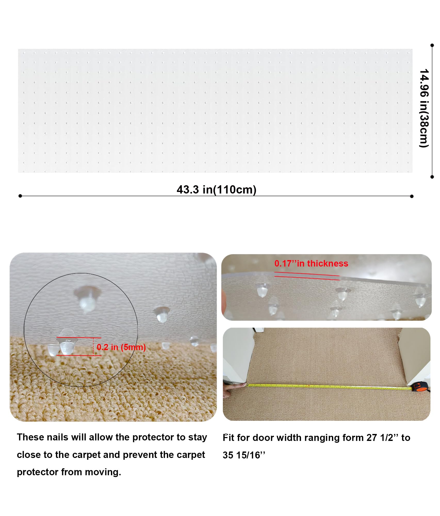 Syandlvy Carpet Protector For Pets, Cat Scratching Pads For Doorway, Anti Scratch Under Door, Kittens Scratch Stopper Mat, Easy