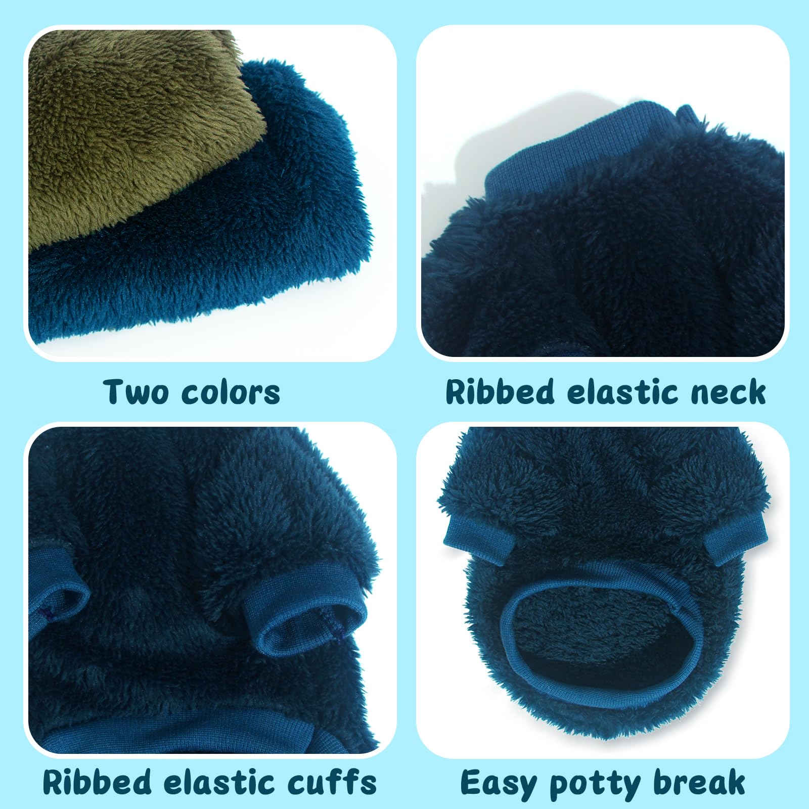 2 Pieces Fleece Dog Sweaters For Small Dogs Boy Cute Warm Small Dog Clothes Male Puppy Chihuahua Cat, Blue, Dark Green, Xxs