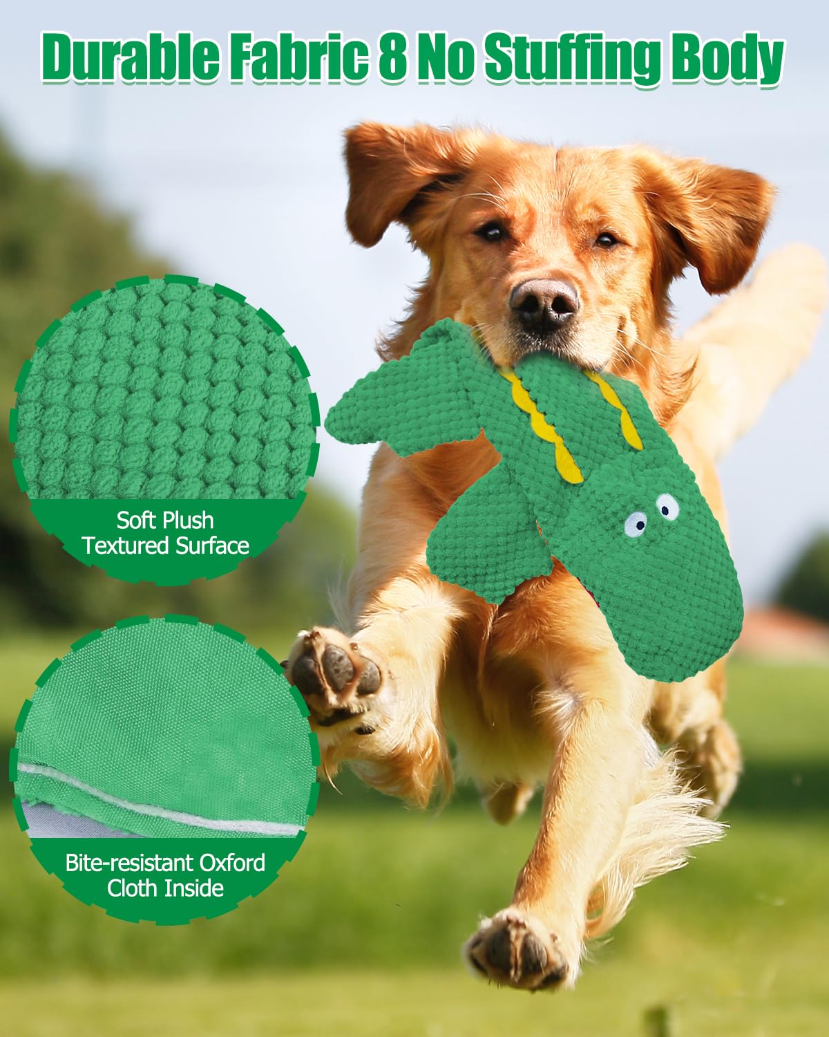 Schitec Squeaky Dog Toys, No Stuffing Crinkle Plush Water Bottle Dog Toy, Interactive Squawking Puppy Teething Pet Chew Toy For