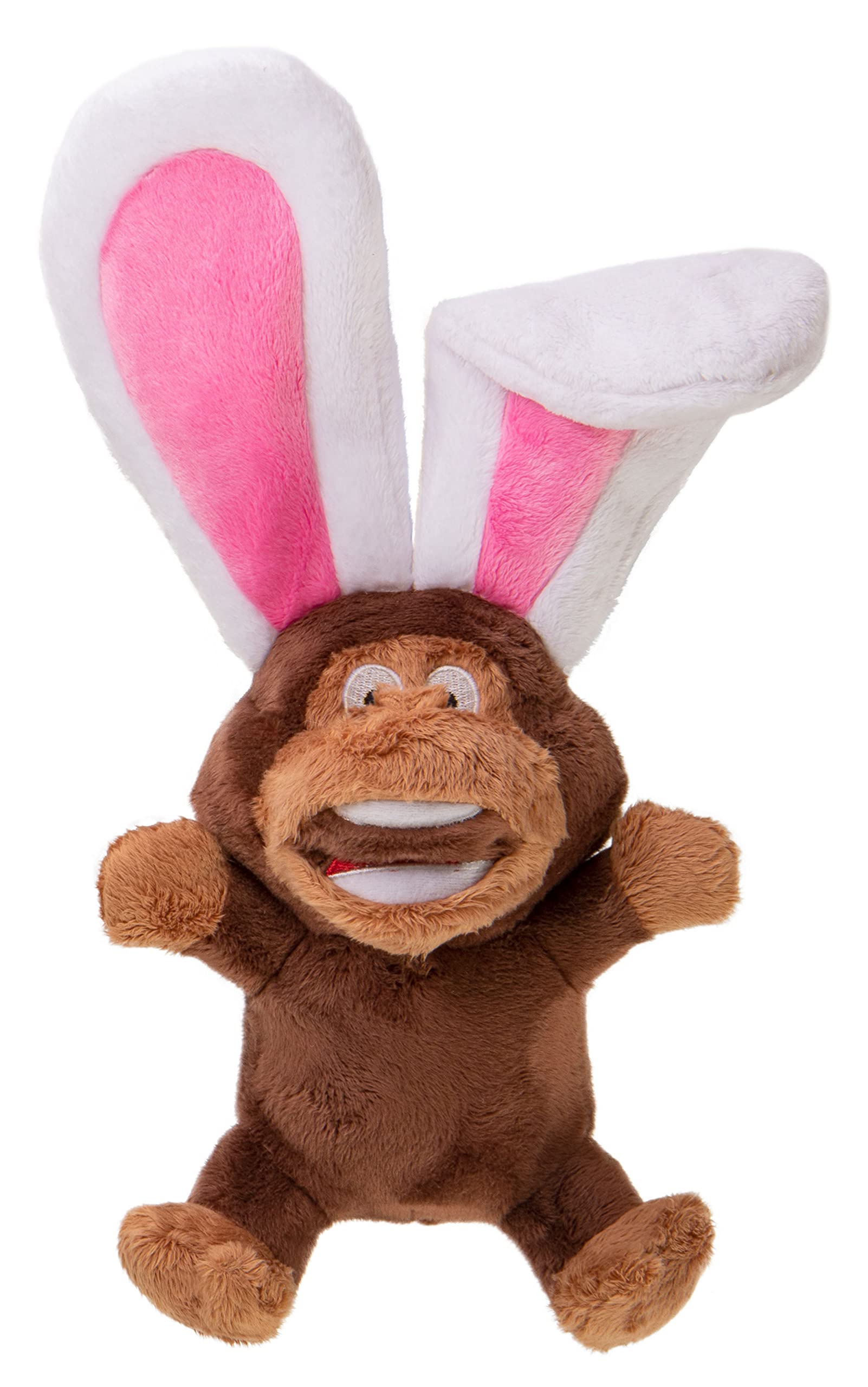 Godog Flips Monkey-Rabbit Silent Squeak Plush Dog Toy, Chew Guard Technology - Brown, Large