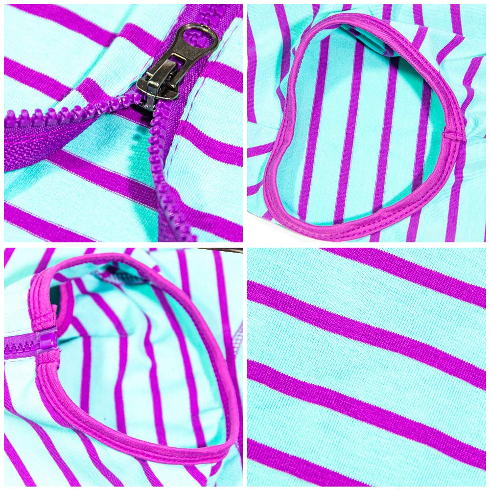 Dogs Recovery Suit Post Surgery Shirt For Female Male Dog, E-Collar Alternative Wound Protective Clothes (Purple Stripe-3Xl)