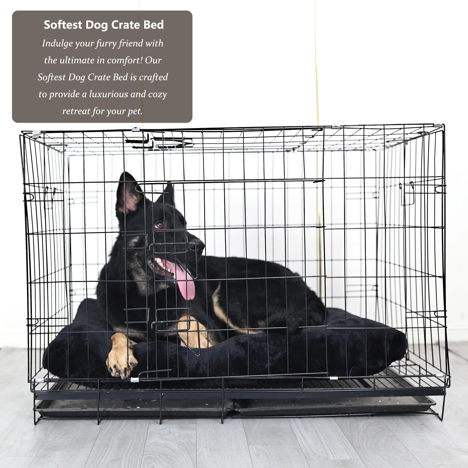 Dog Bed 48 X 30 For Extra Large Dogs Washable With Anti-Slip Bottom Fit Metal Crates Or Cages,Faux Fur Jumbo Crate Bed For Kenne