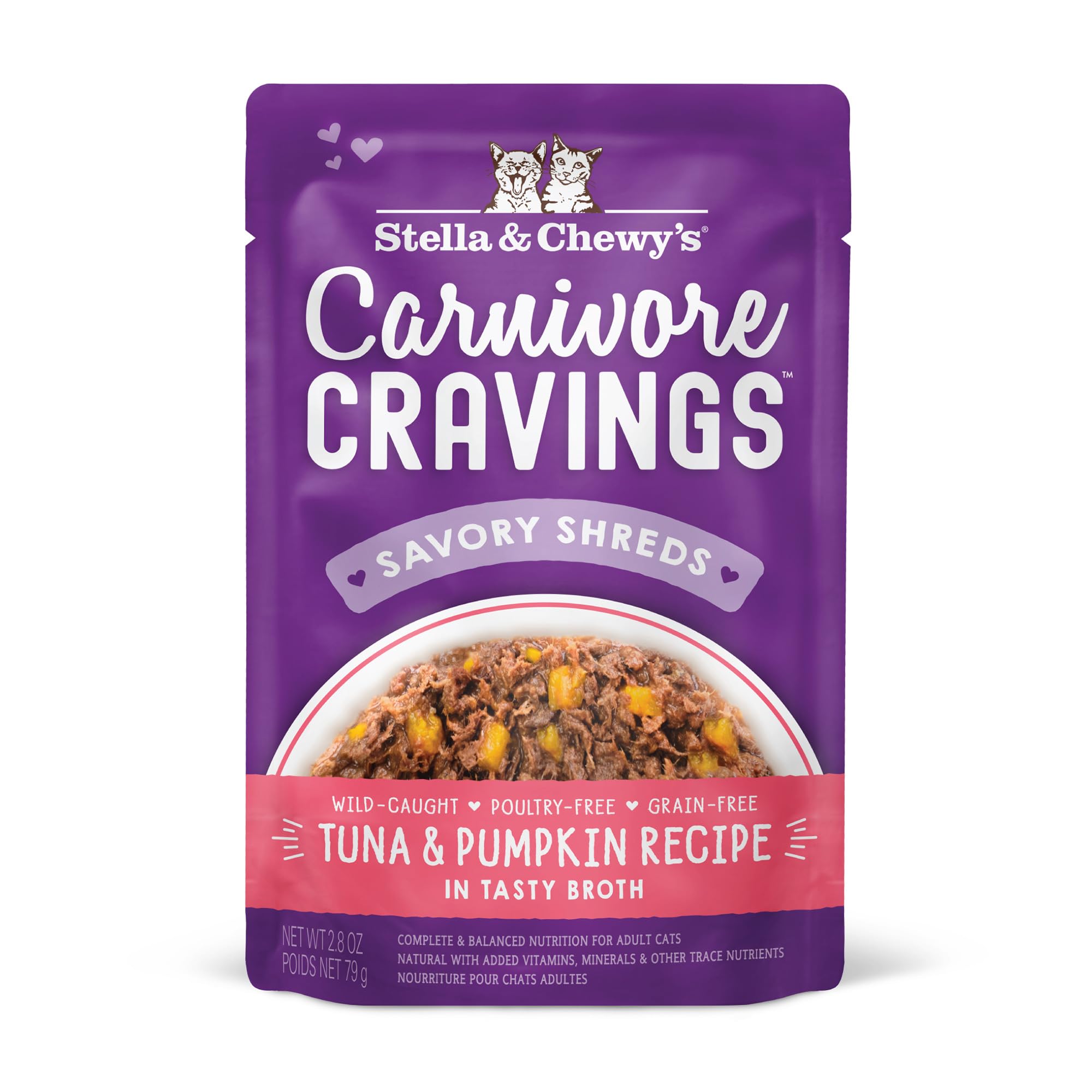 Stella & Chewys Carnivore Cravings Wet Cat Food - Premium Pouches - Grain Free, High Protein Tuna & Pumpkin - Perfect For Picky