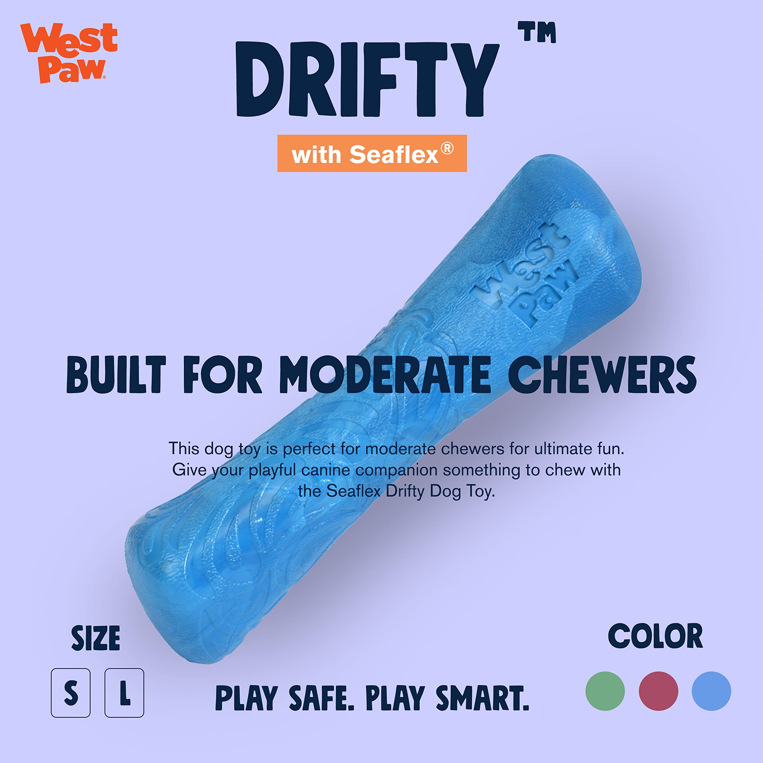 West Paw Seaflex Drifty Dog Toy – Machine Washable Dog Toys For Moderate Chewers – Eco-Friendly Zogoflex Toys For Dogs – Perfect For Gnawing, Fetch, Catch, Pet Training – 5.75' Small, Surf