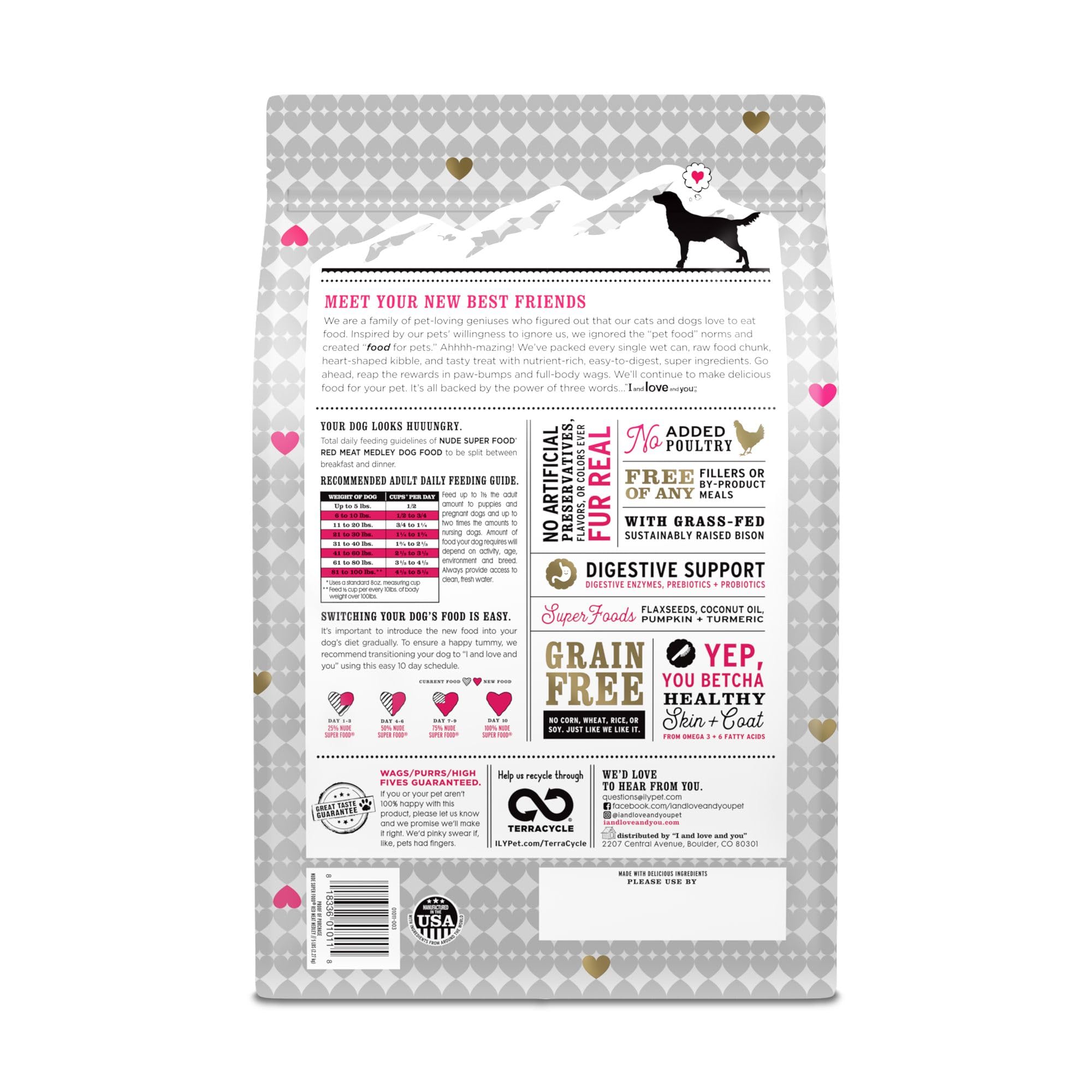 I and love and you Nude Superfood Dry Dog Food - Grain Free Kibble, Prebiotics & Probiotics, Pork, 5-Pound