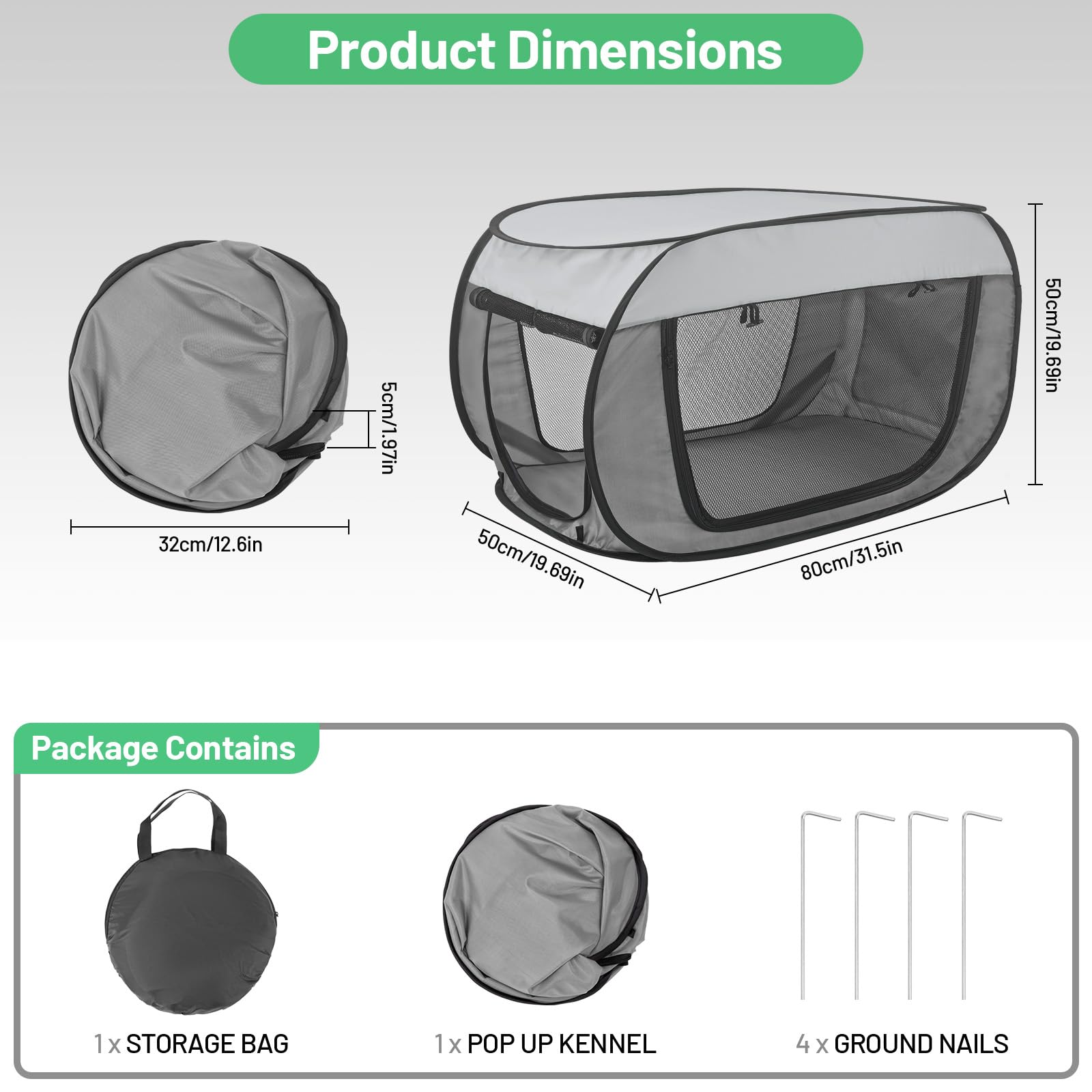 Bumubi Portable Soft Dog Crate Pop Up Collapsible Dog Cat Kennel Travel Dog Enclosure Indoor Outdoor Large Dog Bed Foldable Crat