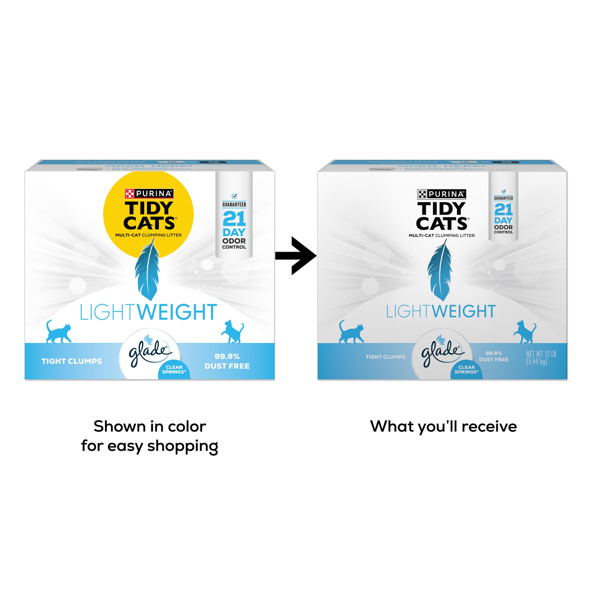 Purina Tidy Cats Low Dust, Multi Cat, Clumping Cat Litter Odor Control Formula, Lightweight Glade Clear Springs - 12 Lb. Box