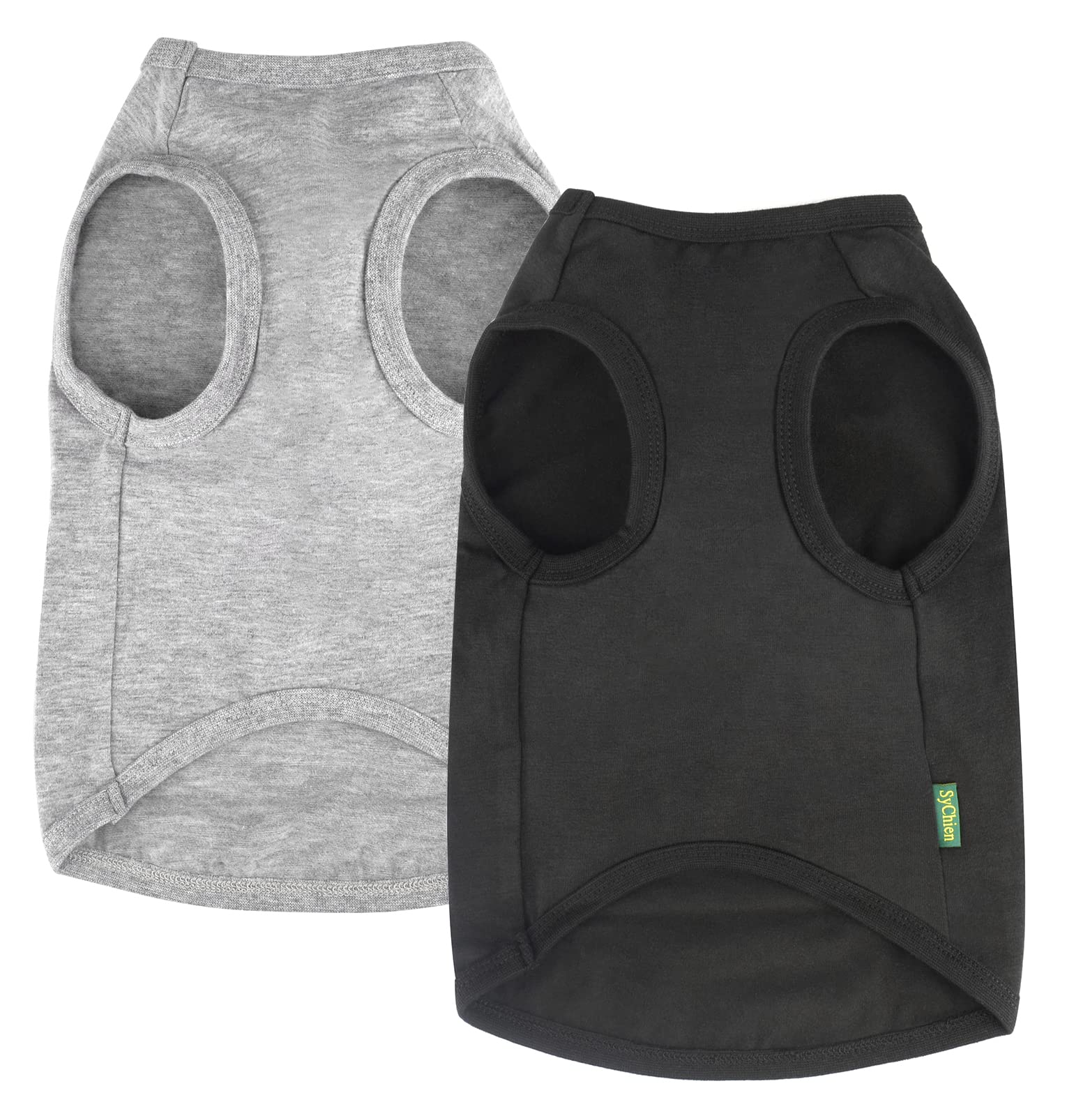 Sychien Dog Large Blank Shirts,Lightweight Cool Clothes For Big Dogs,Girl Boy Cotton Sun T-Shirt Breathable Tops,Grey Black Xxxl