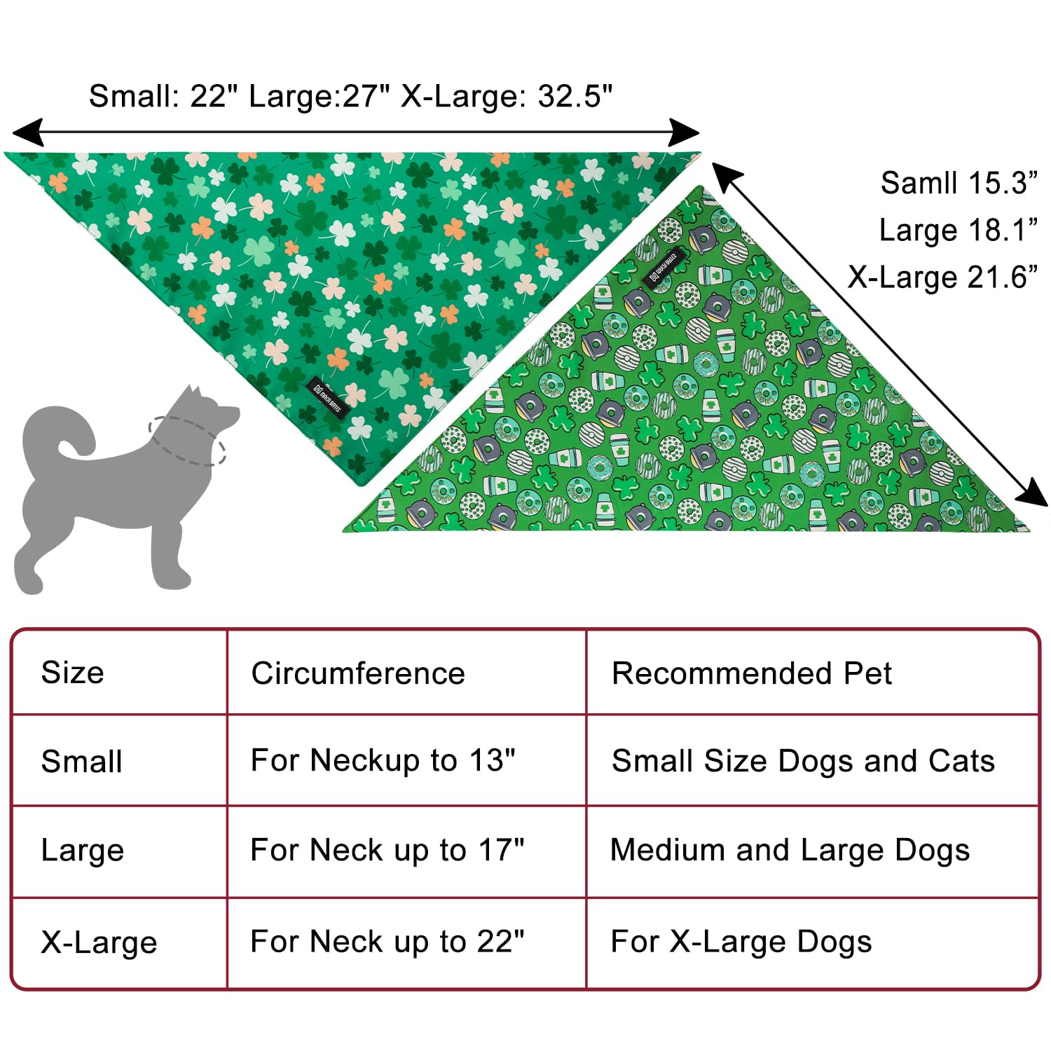 Maca Bates 2 Pack St Patricks Day Dog Irish Clover Bandana Bulk Saint Patrick'S Shamrock Clovers Green Dogs Scarf Soft Puppy Ban