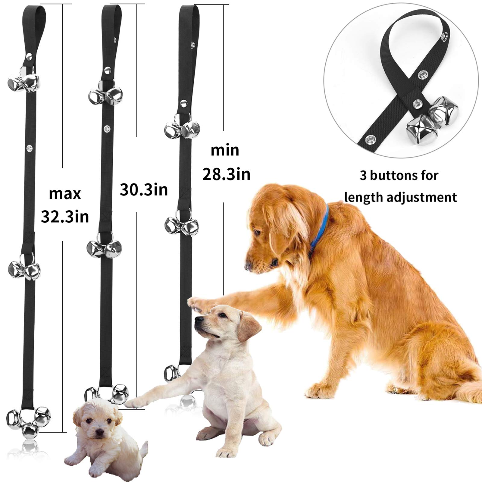 [Upgraded] Puppy Bells Dog Doorbells For Door Knob/Potty Training/Go Outside-Dog Bells For Puppies Dogs Doggy Doggie Pooch Pup Pet Hound Mutt Cat For Dog Lovers + Dog Training Clicker With Wrist Strap