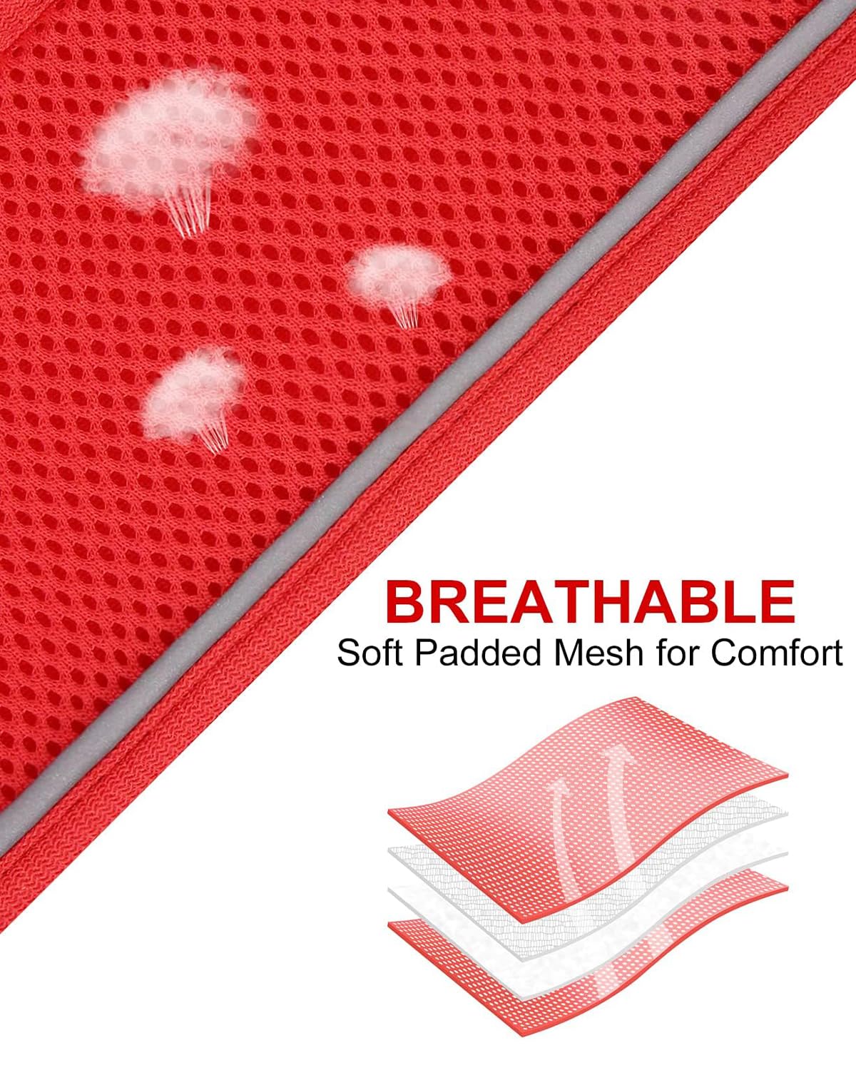 Joytale Small Dog Harness, Breathable Mesh Step-In Vest, Reflective Soft Padded Harnesses For Small And Medium Dogs, Red, L