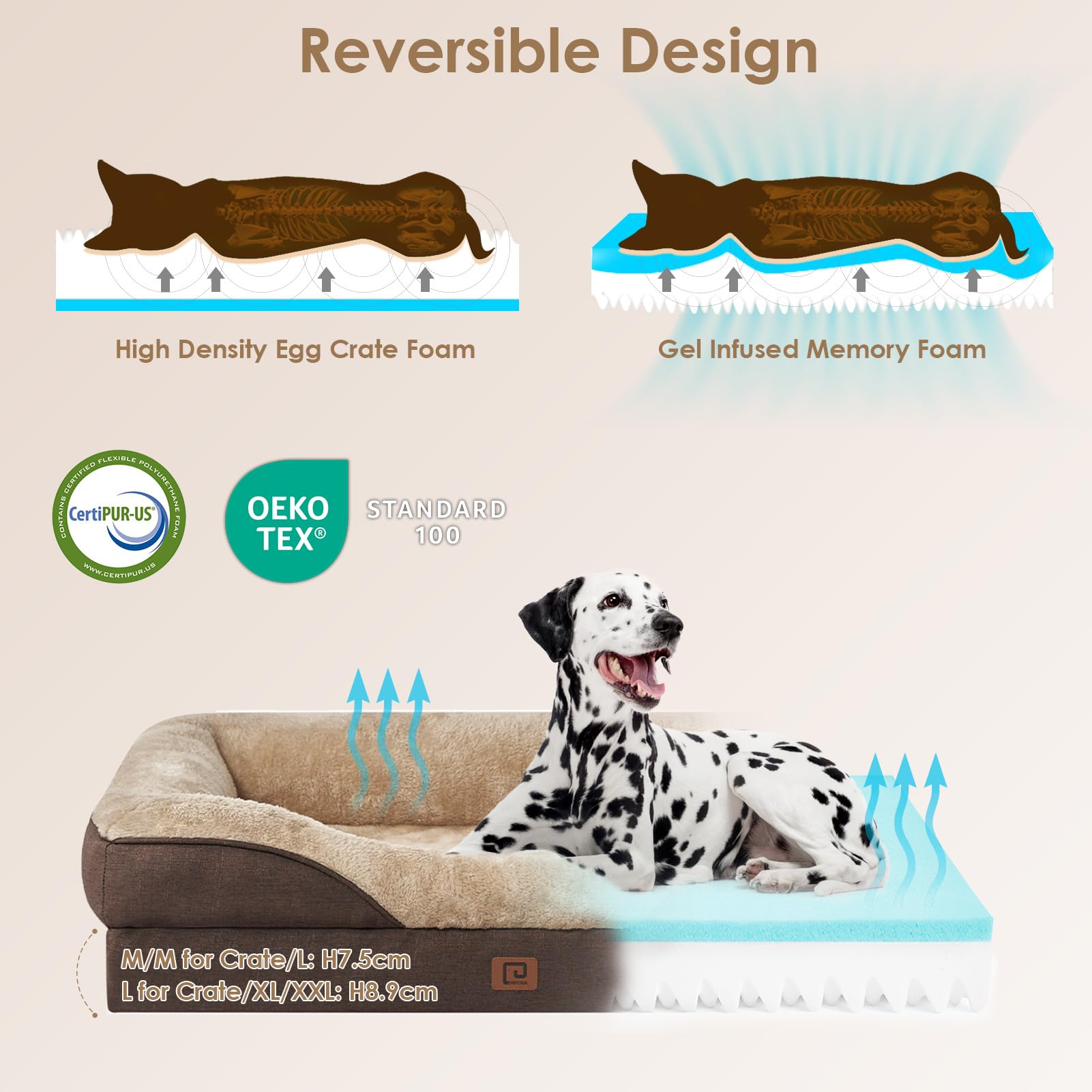 Eheyciga Memory Foam Dog Bed For Large Sized, Orthopedic Dog Sofa With Sides And Waterproof Liner, Washable Bolster Pet Bed Couc