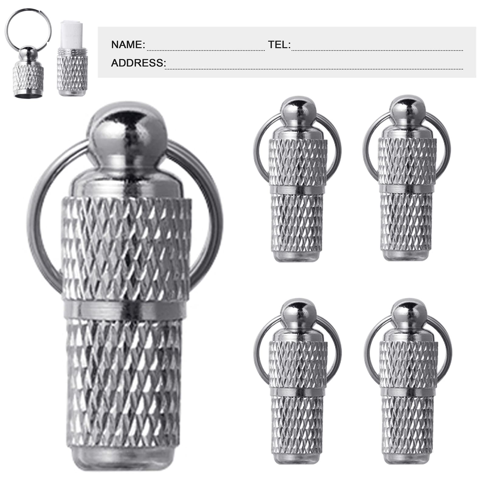 Extodry 5 Pack Pet Id Tags,Custom Dog Tags Cat Tags Personalized,Dog Tags With Name Tag And Tel Address,Puppy And Kitten Collar Silver Accessories