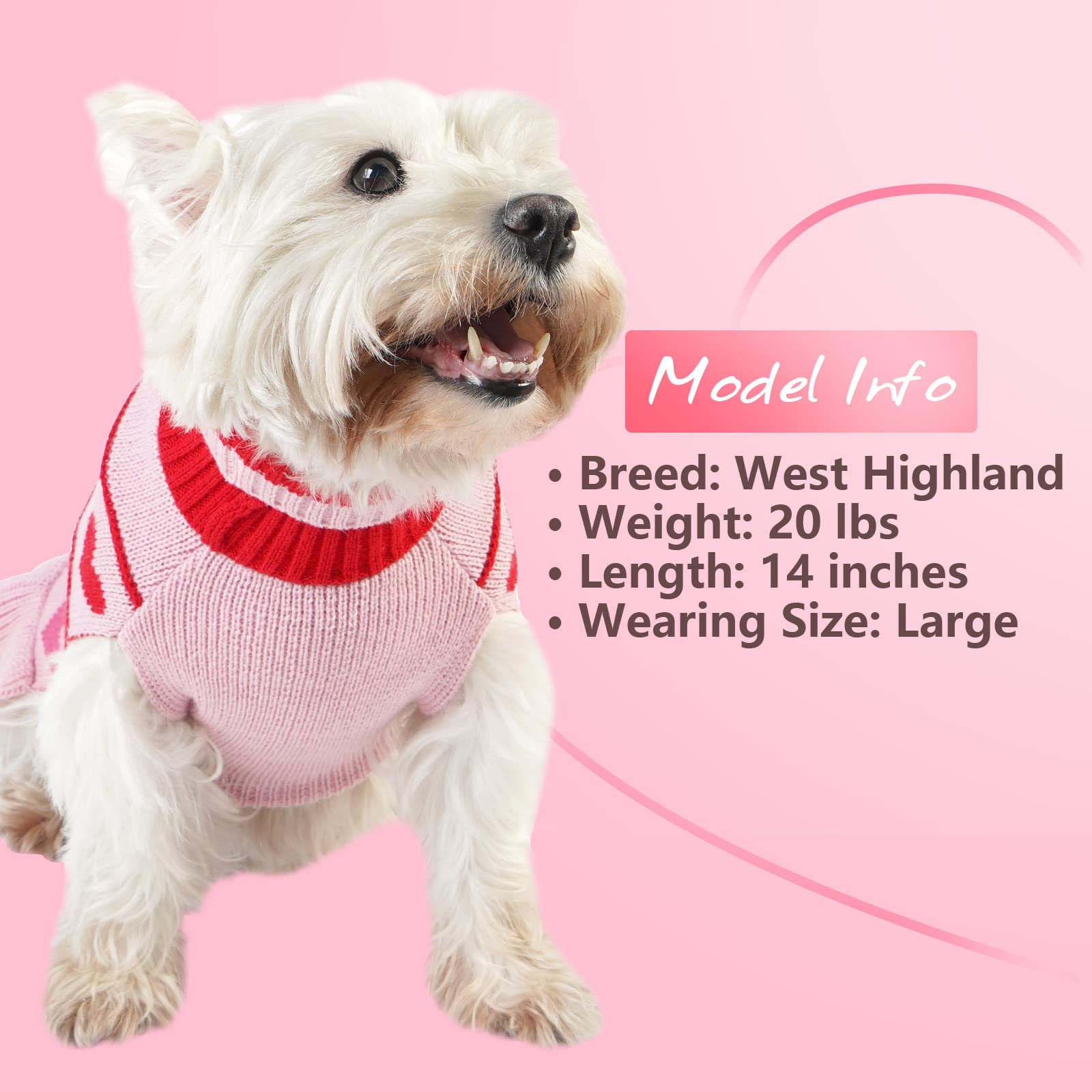 Kyeese Valentines Day Dog Sweaters Cute Red Love Design Dog Sweaters With Leash Hole Pet Sweater Pet Clothes,Xl