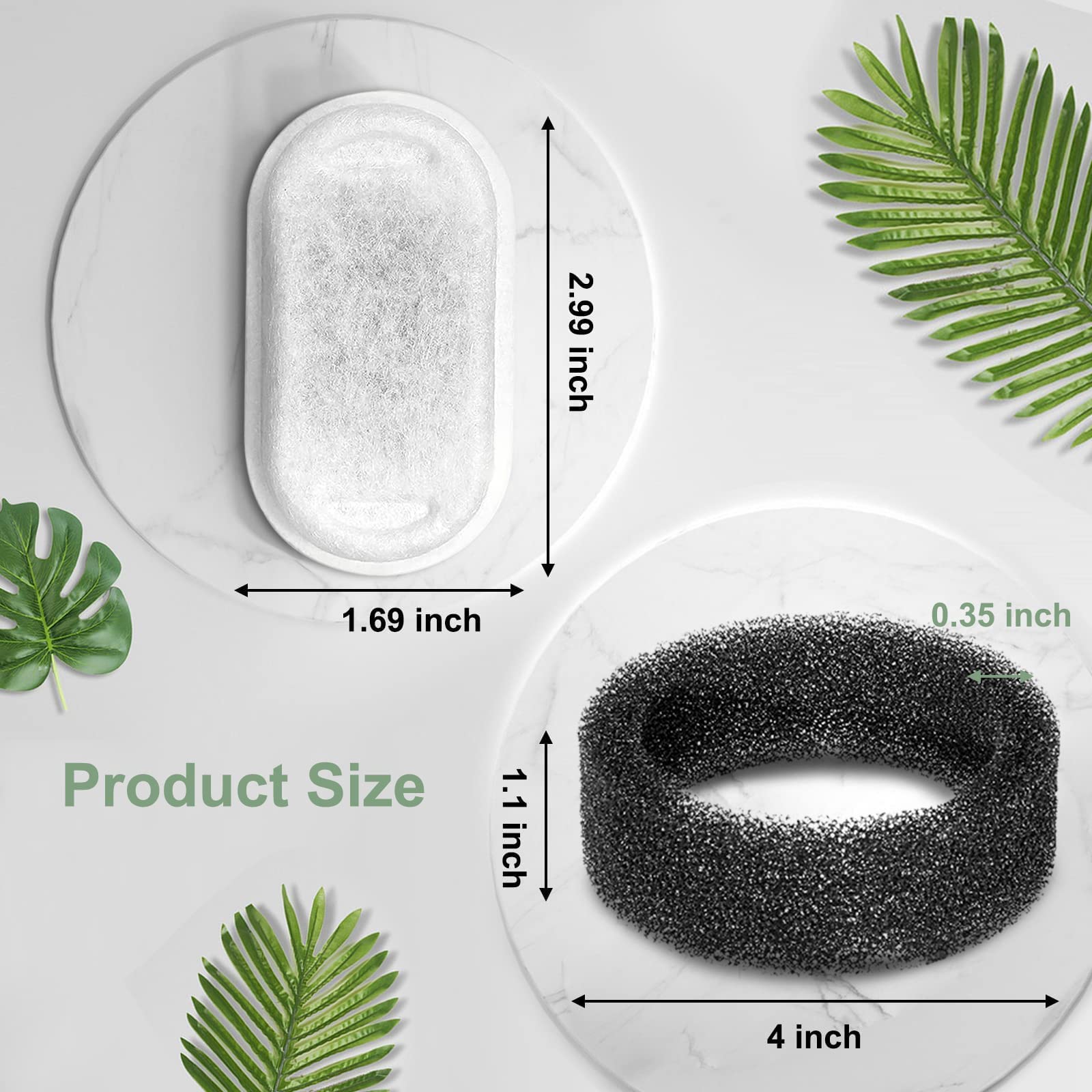 Cat Water Fountain Filters, Compatible With Stainless Steel Pet Fountain Replacement Filters For Cat Fountain (4 Filters& 4 Spon