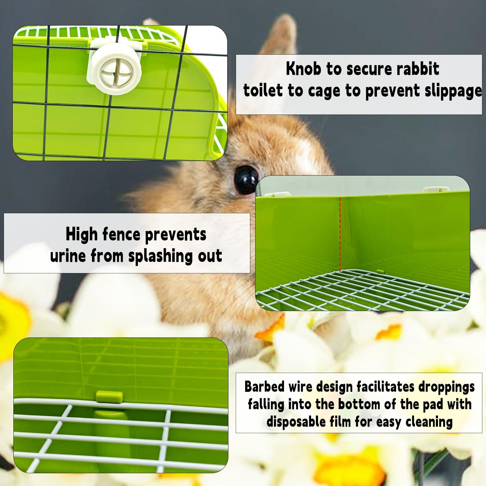2Pcs Rabbit Litter Box Trainer Bunny Corner Toilet Rat Litter Pan For Cage With Scoop & Disposable Liner For Bunny Guinea Pig Fe