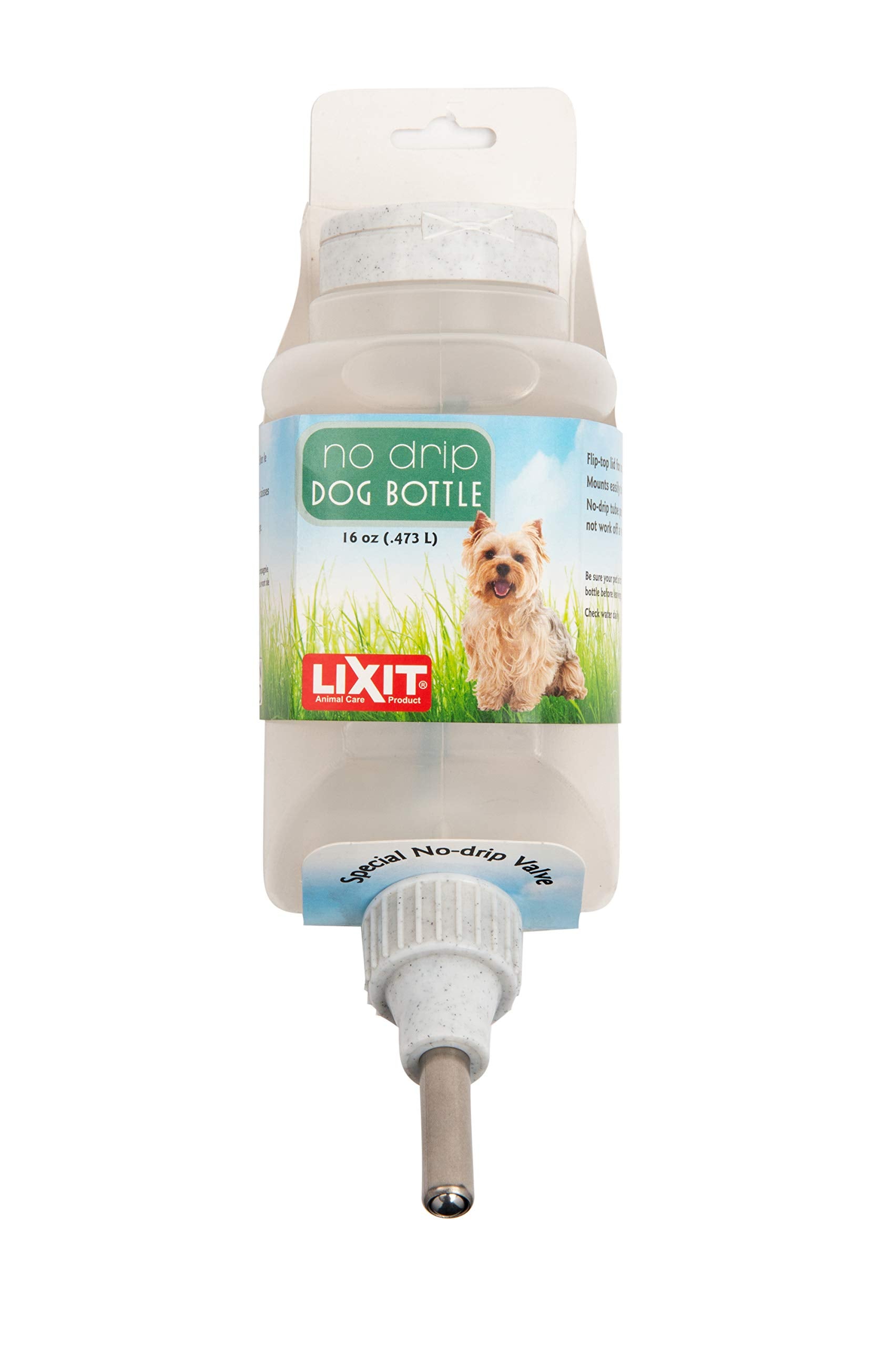 Lixit Top Fill NODrip Water Bottles for Dogs. (16 FL Oz (Pack of 1), White)