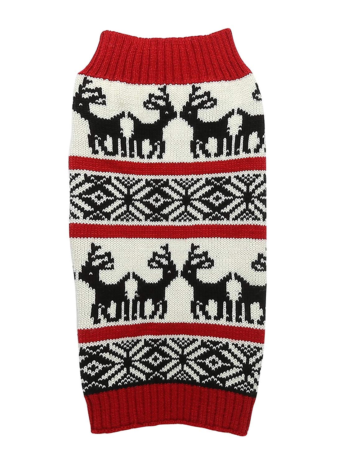 Lanyarco Ugly Vintage Christmas Dog Sweater, Knit Xmas Reindeer Holiday Pet Clothes Outfit Dog Christmas Sweater For Dogs, Large (L) Size 16'
