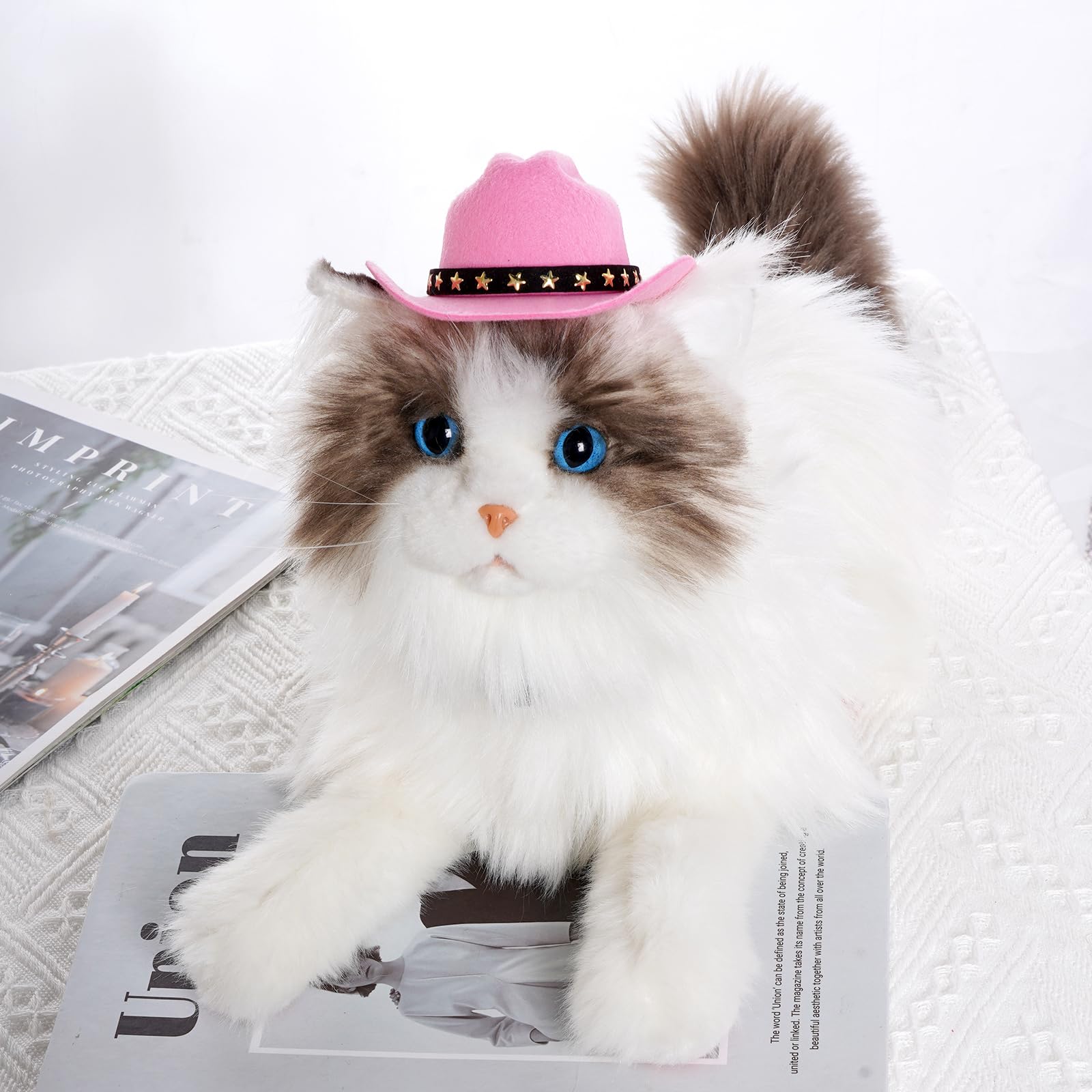 Choyaxo Pet Cowboy Costume Cosplay Cap Halloween Costumes For Dogs Cat Pet Party Decoration Mini Cowboy Hat (Pink, Small)