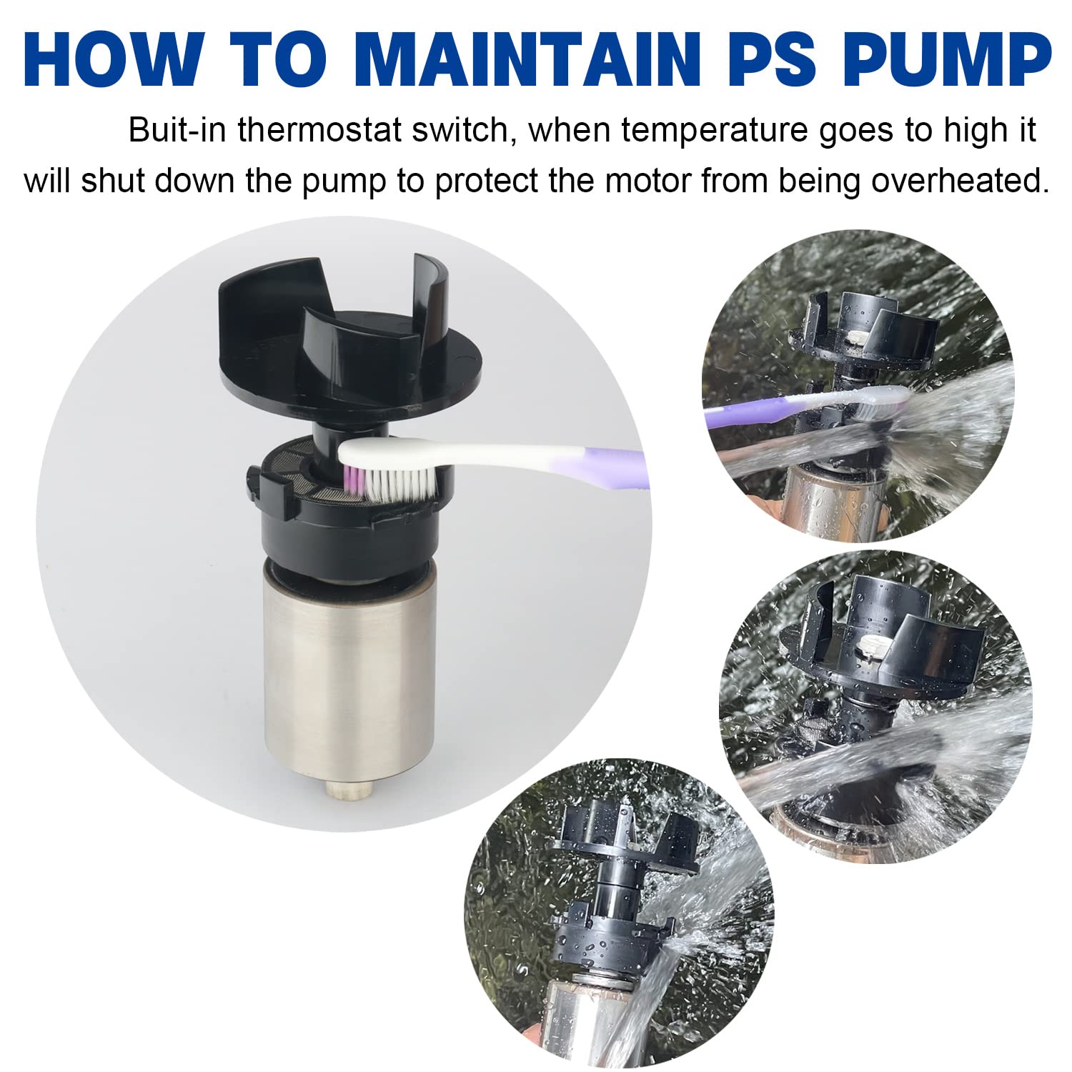 WaterRebirth High Flow Submersible Pump 8600GPH 520W Black - UL Listed for Ponds, Fountains & Aquariums, Silicon Carbide Material