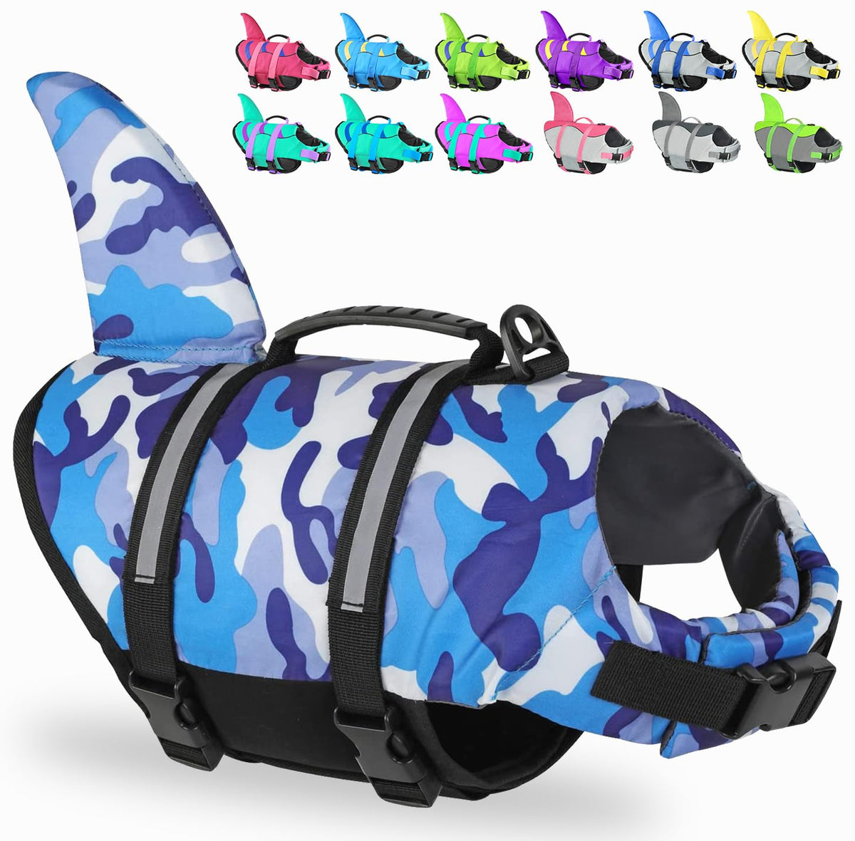 Fragralley Camo Dog Life Jacket - Swimming Vest With Buoyancy & Rescue Handle For Small, Medium, Large Dogs - Swim Pool Beach Bo