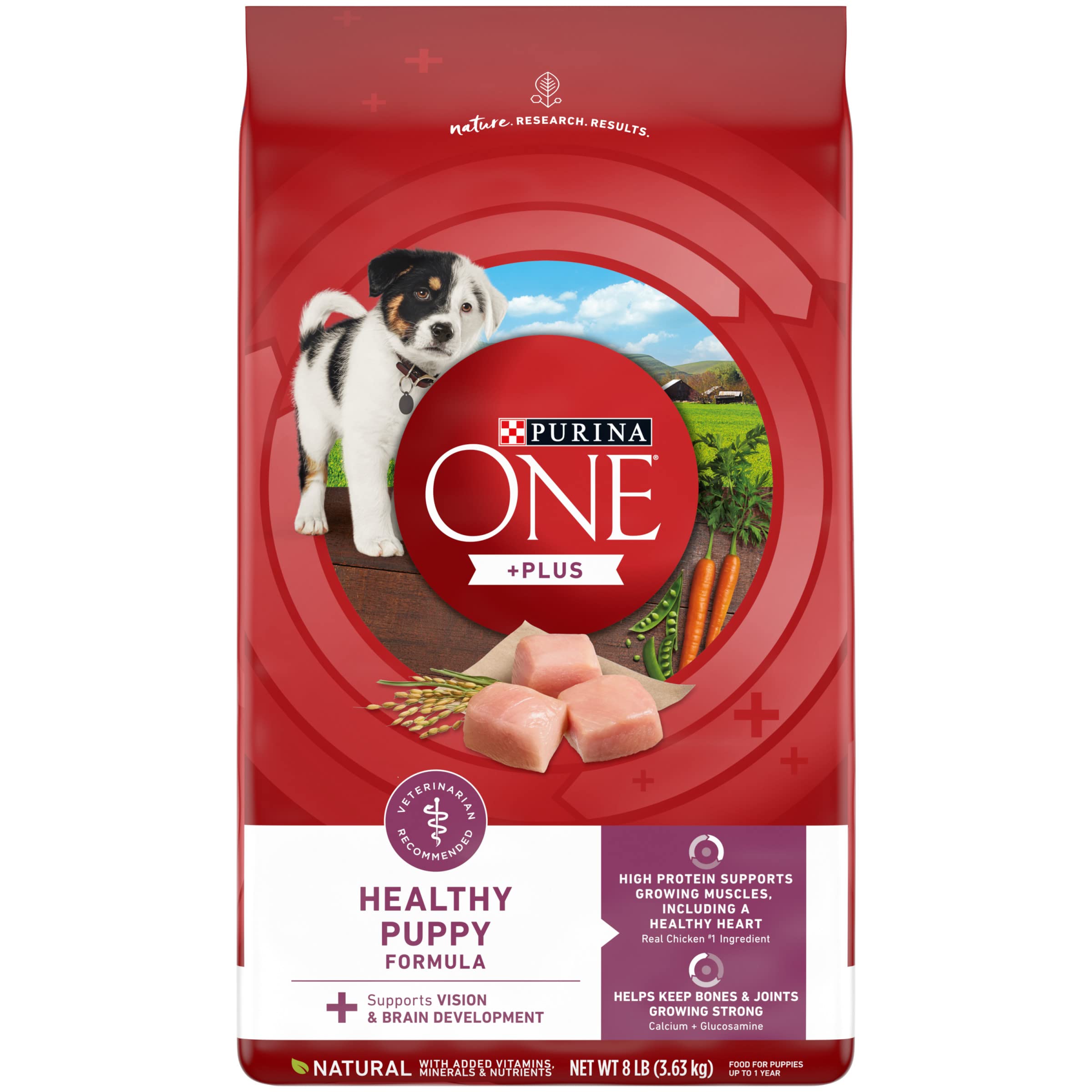 Purina ONE Plus Healthy Puppy Formula High Protein Natural Dry Puppy Food with added vitamins, minerals and nutrients - 8 lb. Ba