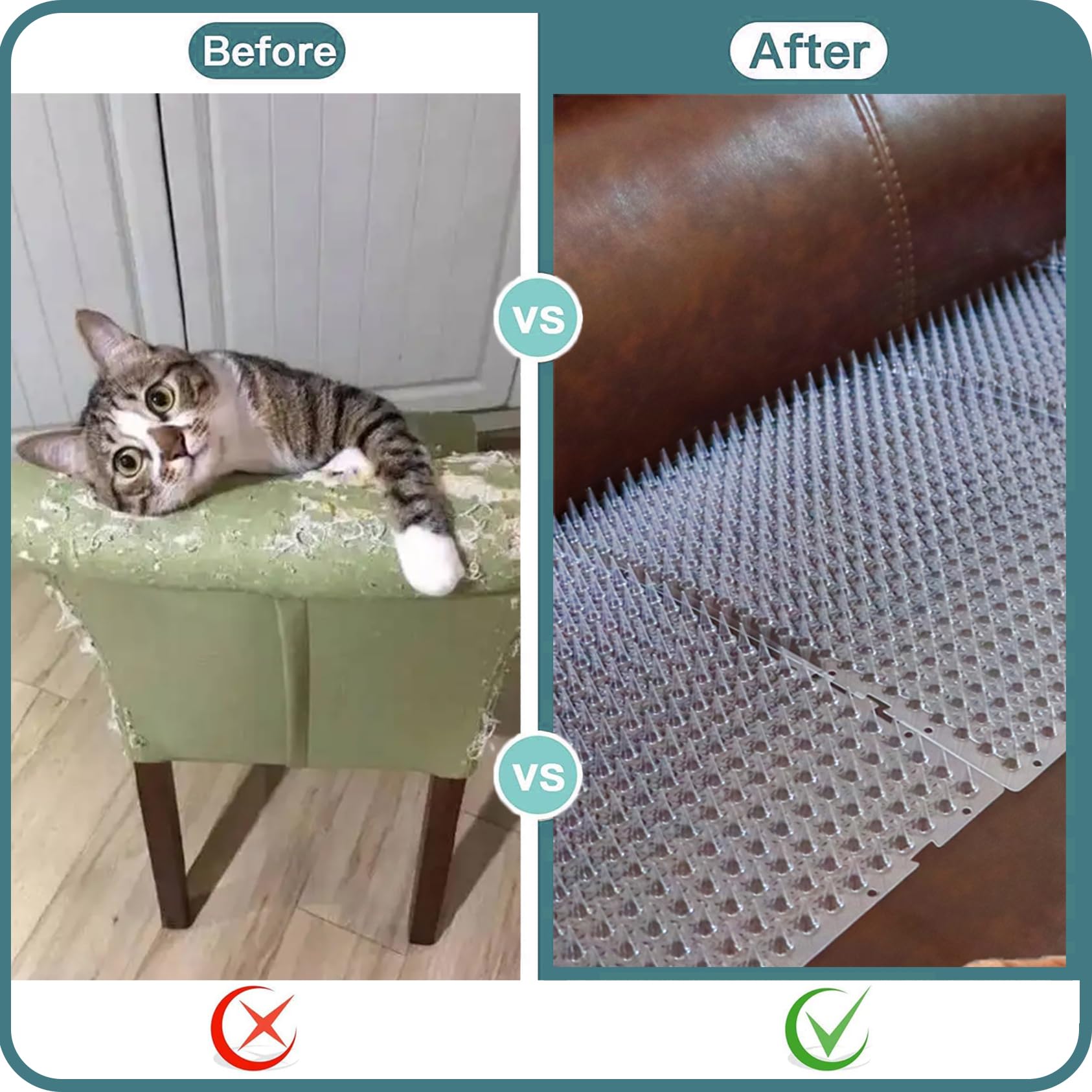 Aocoray 8 Pack Cat Deterrent Outdoor/Indoor Scat Mat, Pet Deterrent Training Mats, Keep Cats/Dogs Away Plastic Mats with Spikes,